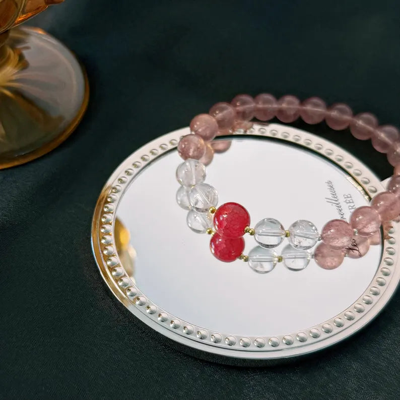 Strawberry Quartz Crystal Bracelet: Passion, Love & Harmony