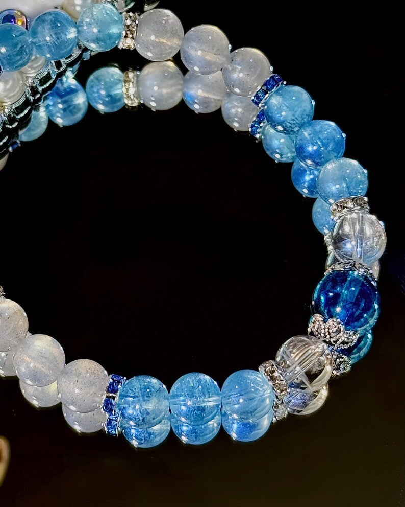 Clarity & Connection Bracelet – Moonstone, Quartz & Aquamarine