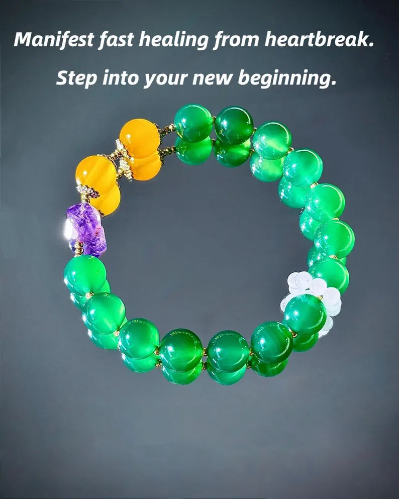 Manifest Fast Healing Bracelet – Green Agate, Yellow Chalcedony & Jade