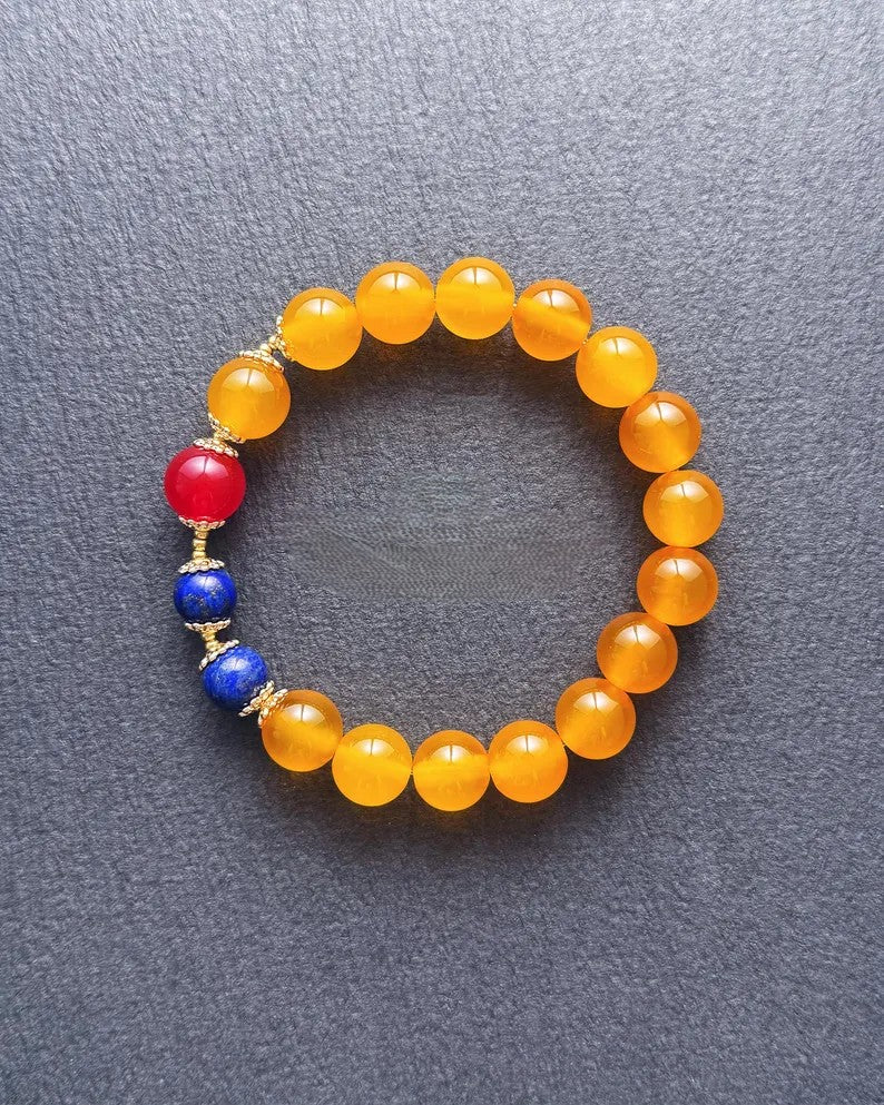 Manifest Success Bracelet – Yellow Agate, Red Agate & Lapis Lazuli
