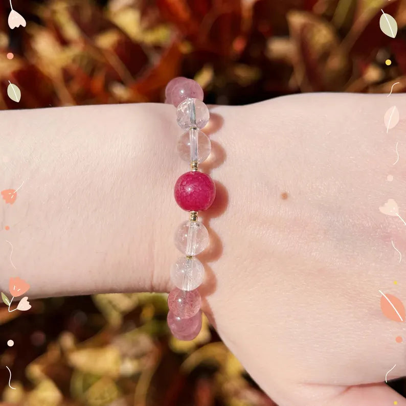 Strawberry Quartz Crystal Bracelet: Passion, Love & Harmony