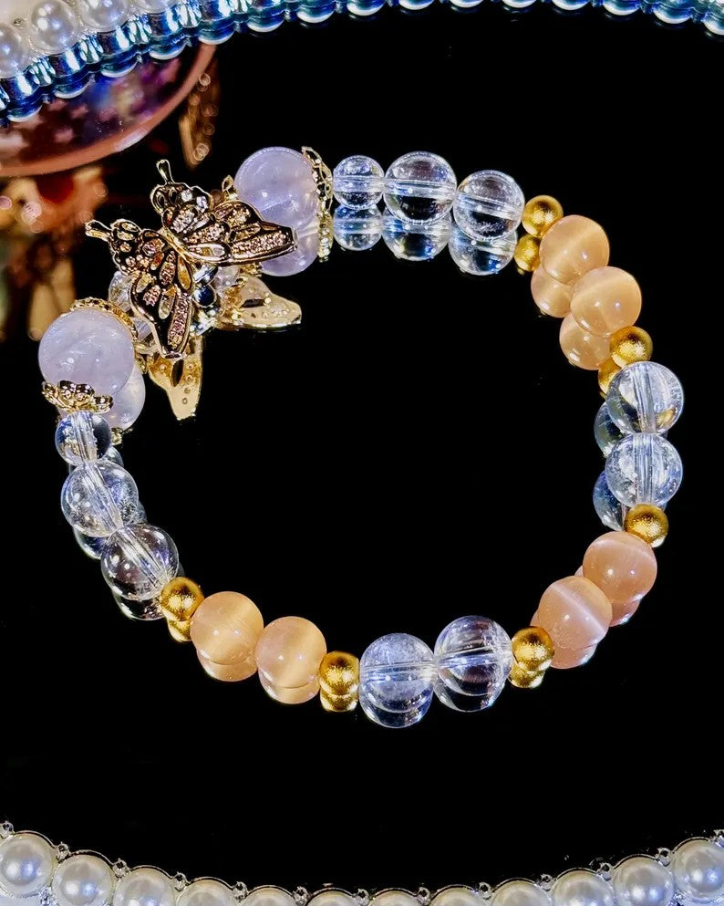 Calm Love Bracelet – Rose Quartz, Cat’s Eye & Clear Quartz