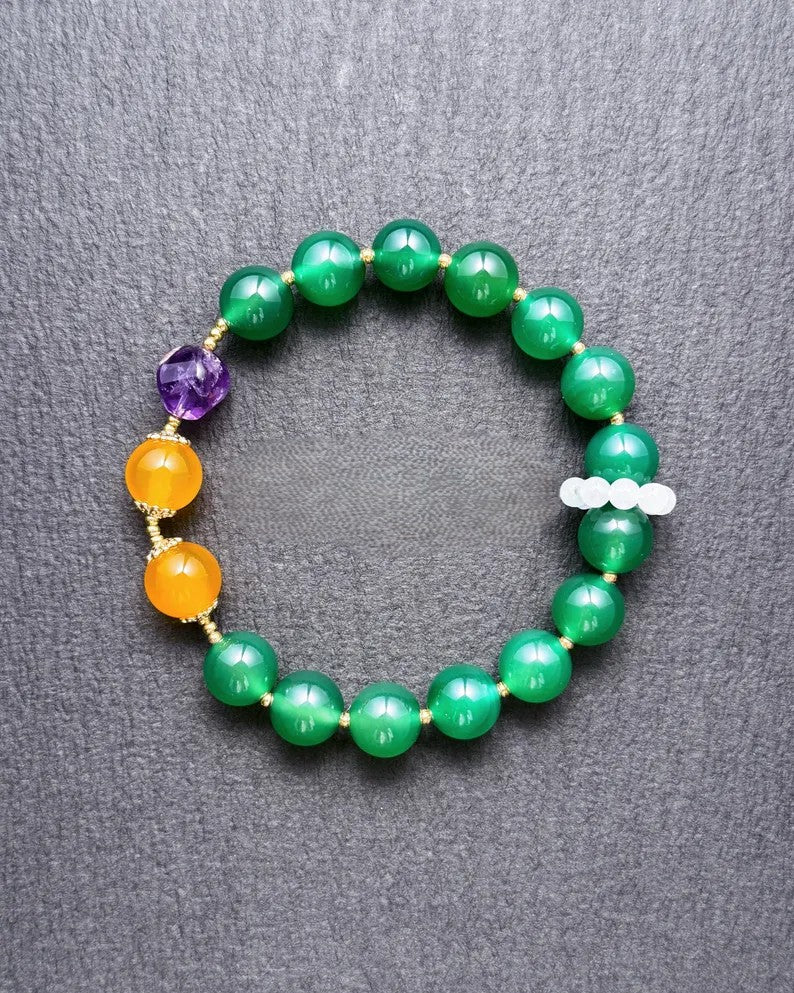 Manifest Fast Healing Bracelet – Green Agate, Yellow Chalcedony & Jade