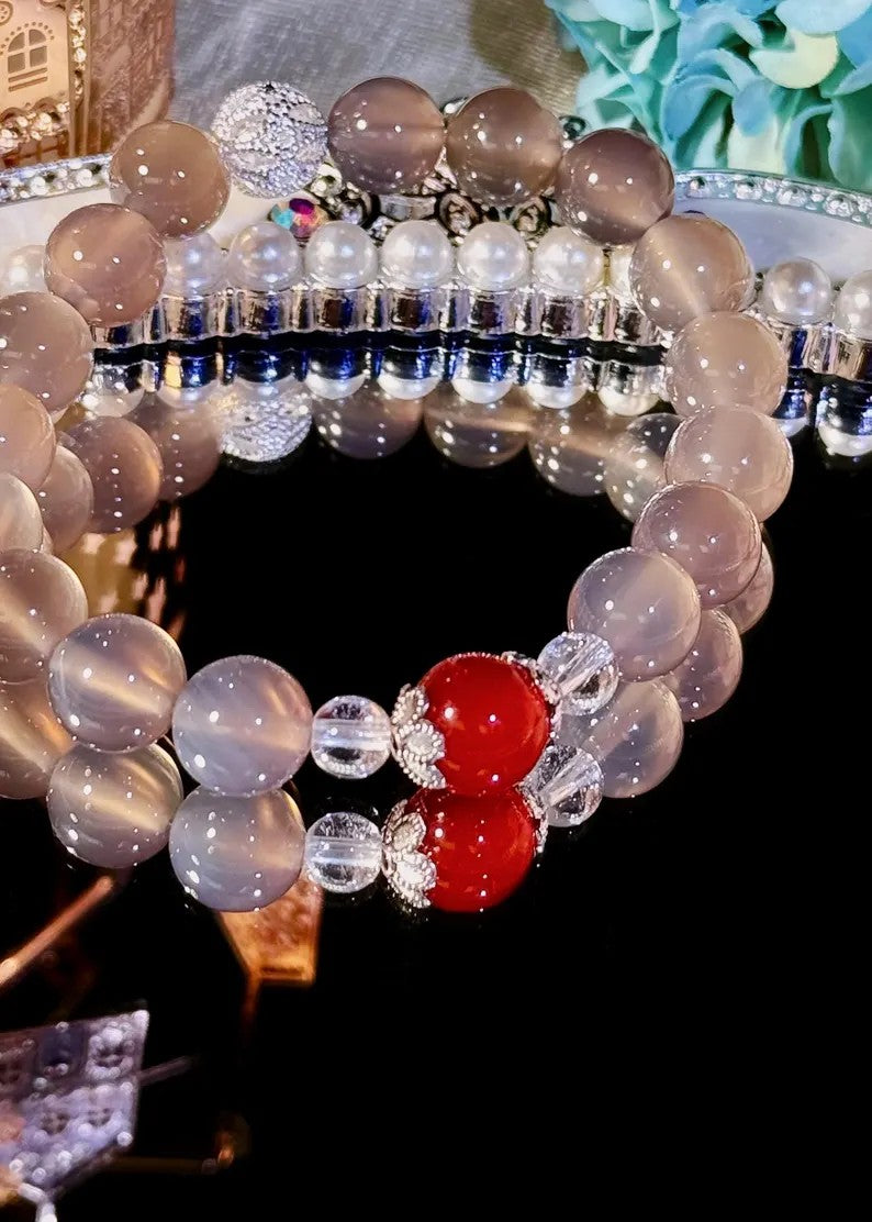 Grounding Bracelet – Grey Agate, Red Agate & Clear Quartz