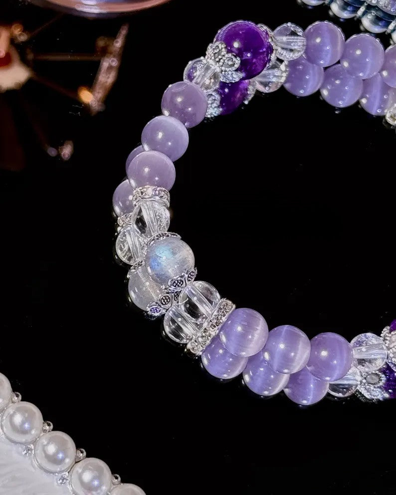 Calm & Clarity Bracelet – Cat’s Eye, Quartz, Moonstone & Amethyst