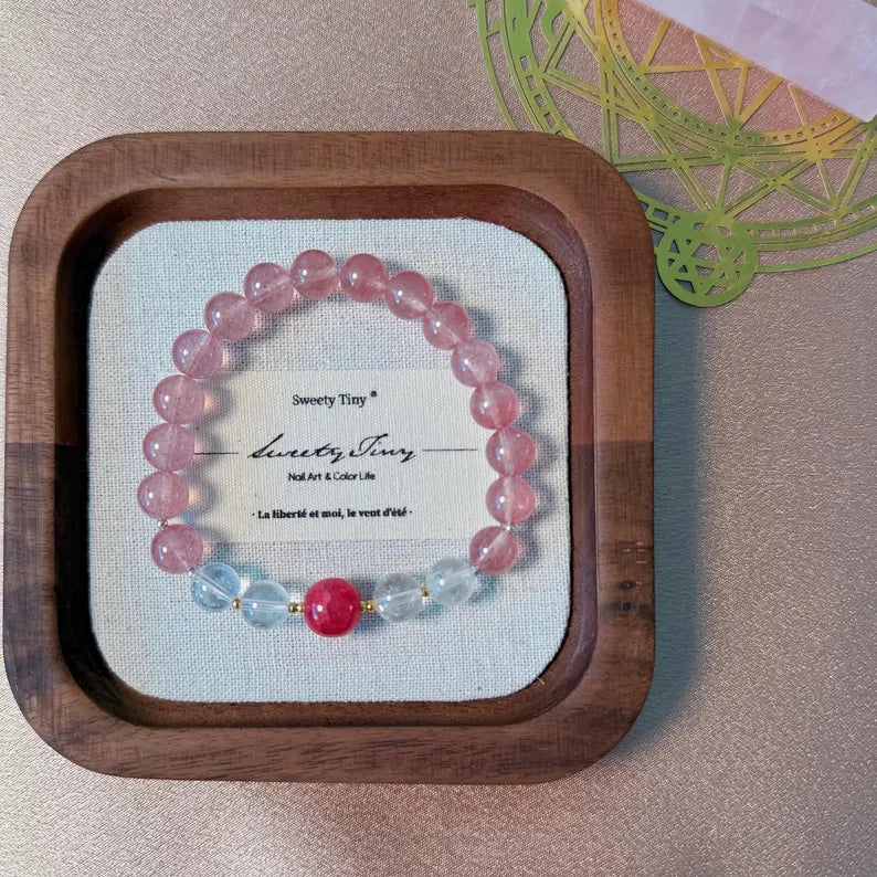 Strawberry Quartz Crystal Bracelet: Passion, Love & Harmony