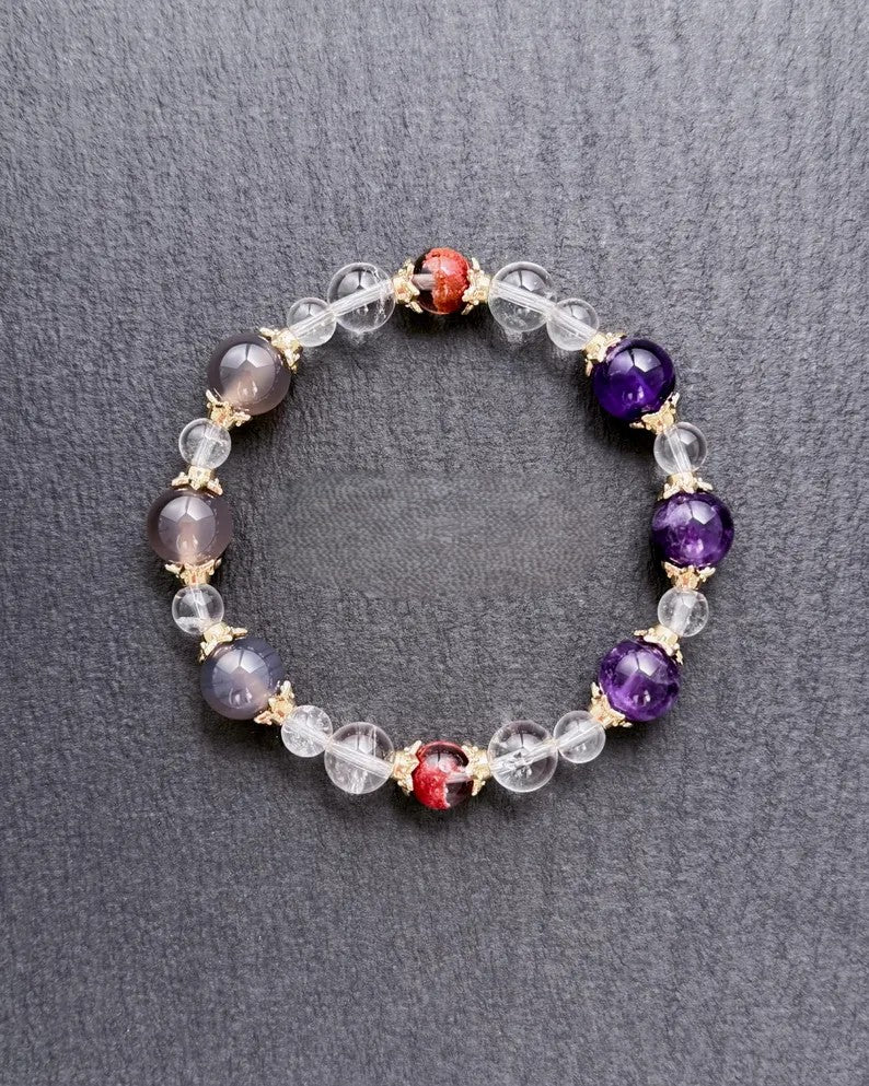 Motivation & Transformation Bracelet – Grey Agate & Amethyst