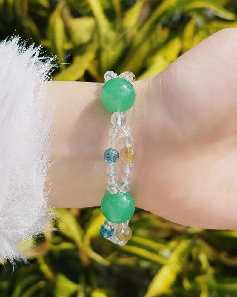 Opportunity & Success Bracelet – Aventurine & Rutilated Quartz