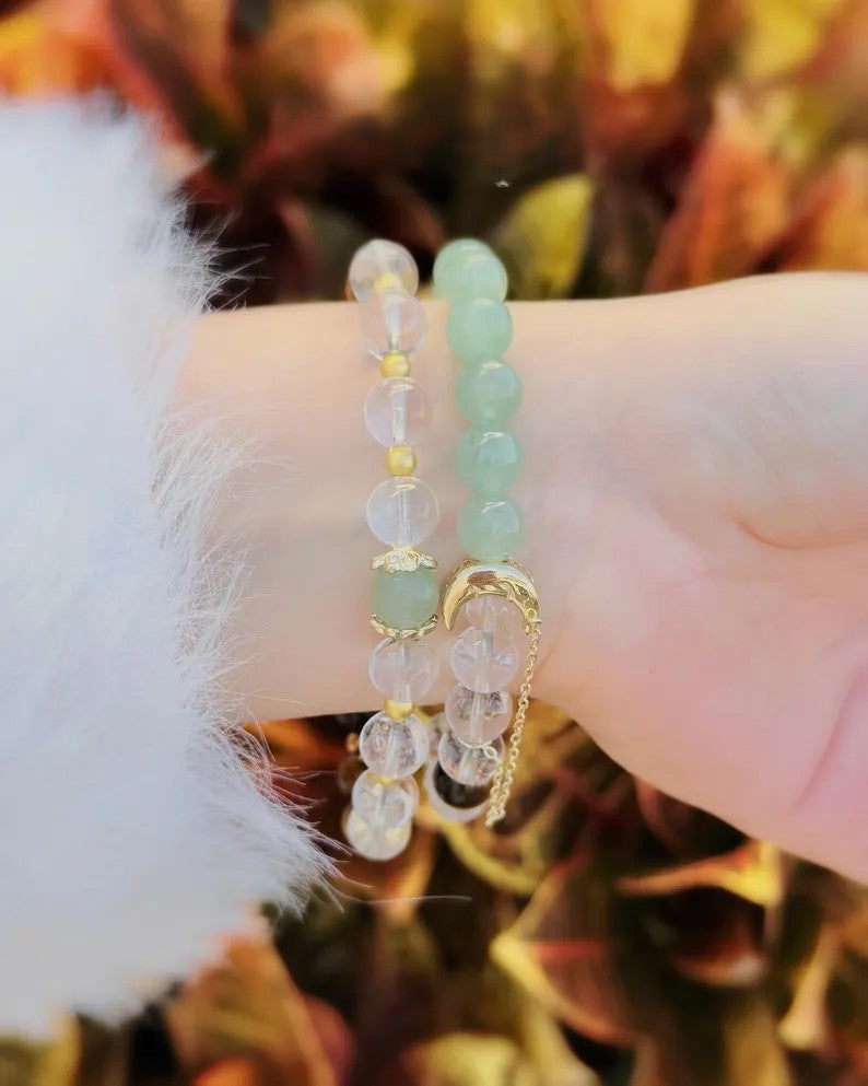 Taurus Zodiac Crystal Bracelet: Green Aventurine & Tiger's Eye Gemstones