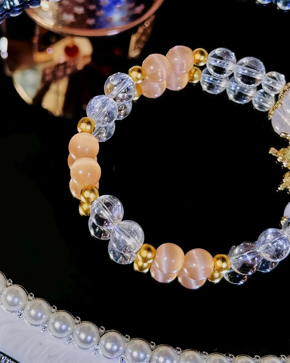 Calm Love Bracelet – Rose Quartz, Cat’s Eye & Clear Quartz