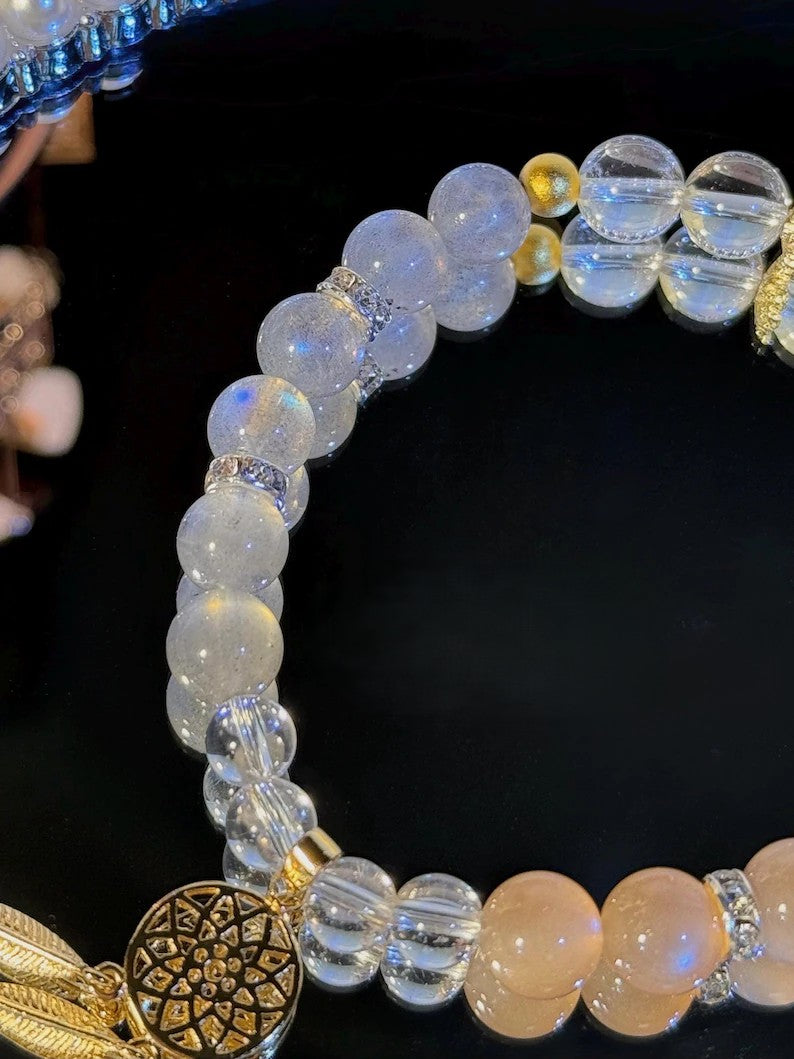 Love Attraction Crystal Bracelet Sunstone Moonstone - Confidence Opportunity Jewelry