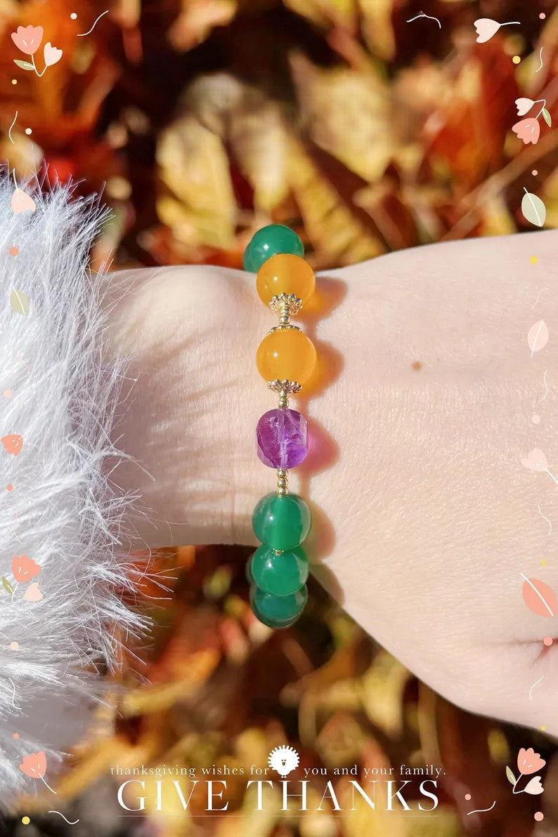 Manifest Fast Healing Bracelet – Green Agate, Yellow Chalcedony & Jade