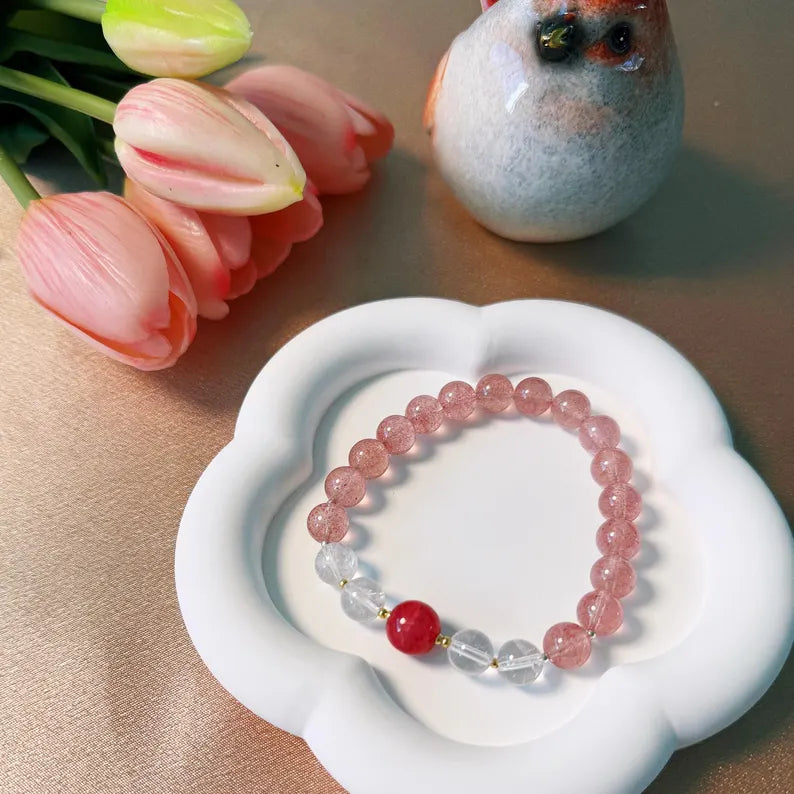 Strawberry Quartz Crystal Bracelet: Passion, Love & Harmony