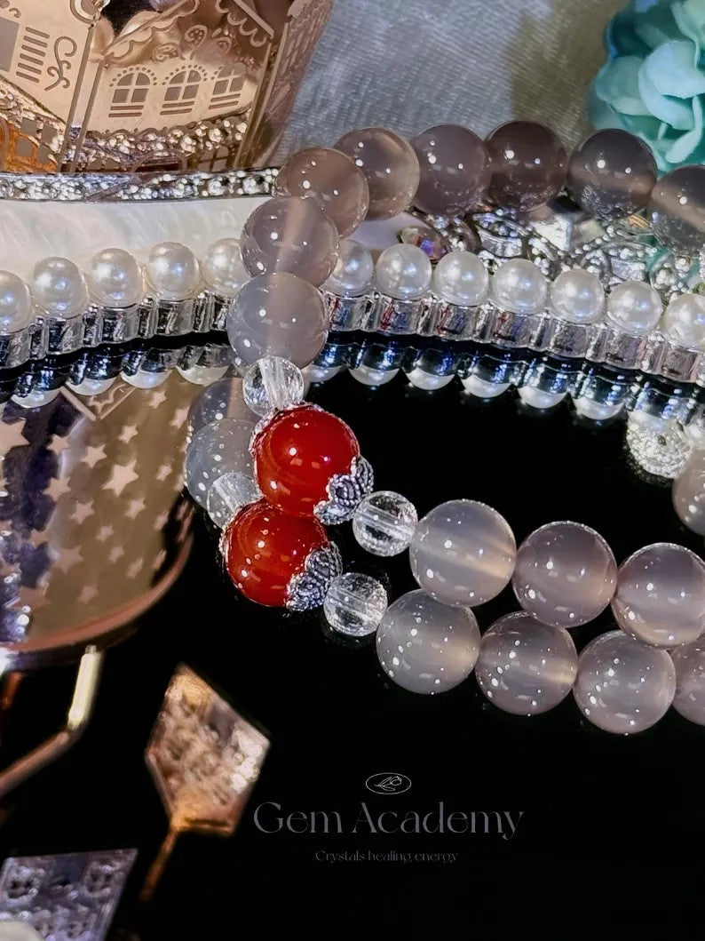 Grounding Bracelet – Grey Agate, Red Agate & Clear Quartz