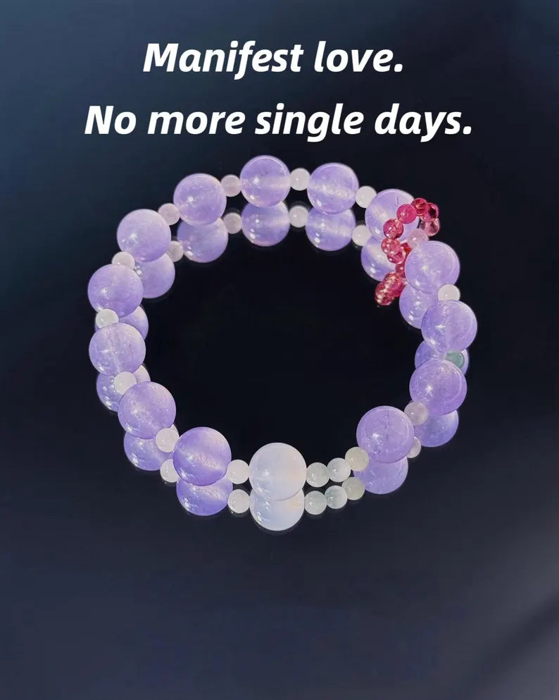 Manifest Love Bracelet – Purple Chalcedony, Red Tourmaline & Jade