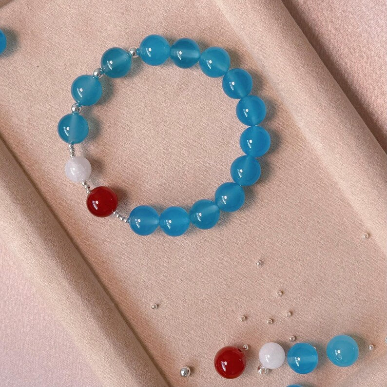 Love Attraction Crystal Bracelet: Blue Agate, Red Agate & Moonstone