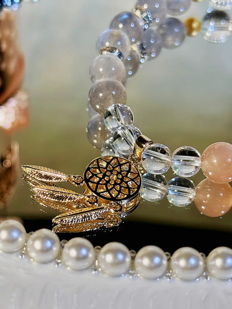 Love Attraction Crystal Bracelet Sunstone Moonstone - Confidence Opportunity Jewelry