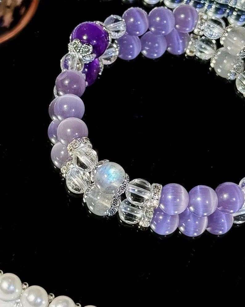 Calm & Clarity Bracelet – Cat’s Eye, Quartz, Moonstone & Amethyst