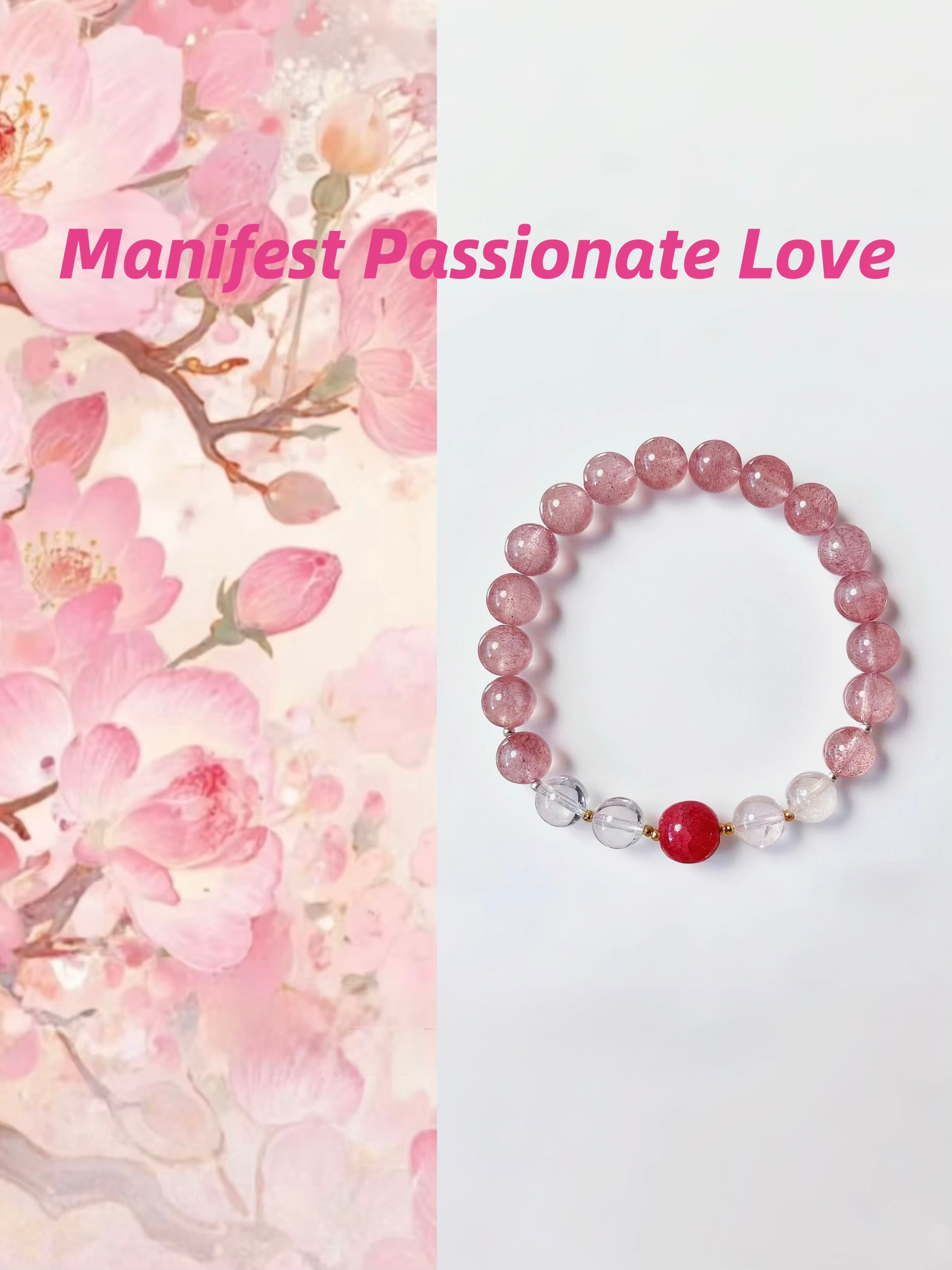 Strawberry Quartz Crystal Bracelet: Passion, Love & Harmony