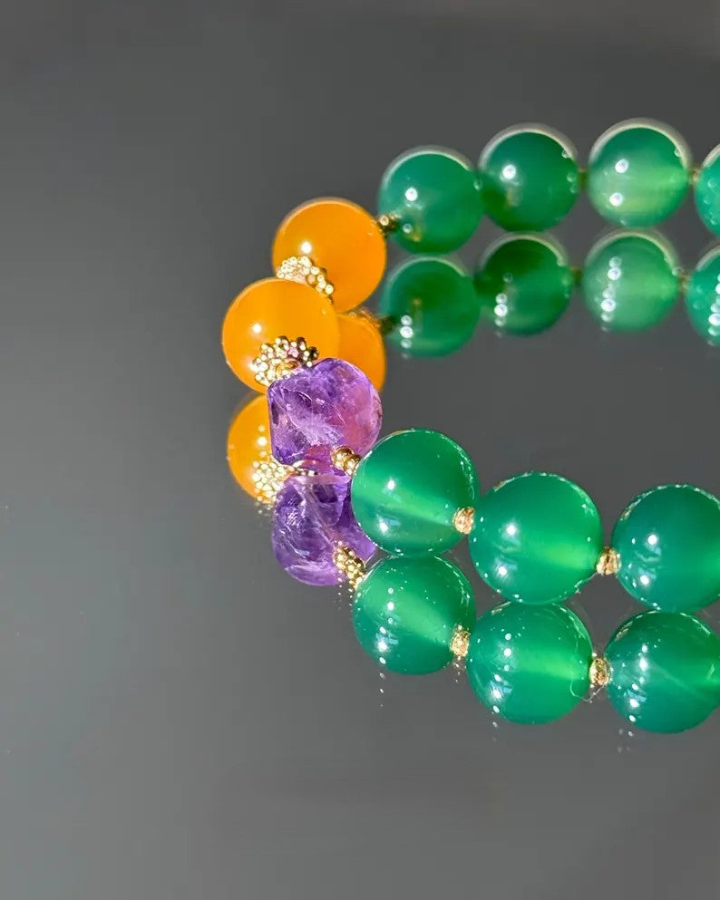 Manifest Fast Healing Bracelet – Green Agate, Yellow Chalcedony & Jade