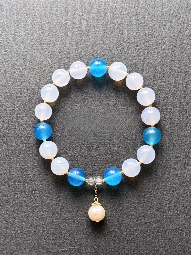 Love’s Return Bracelet – White & Blue Chalcedony Jewelry