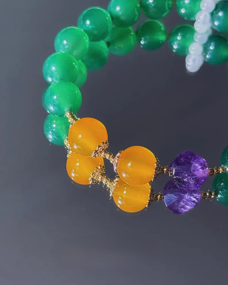 Manifest Fast Healing Bracelet – Green Agate, Yellow Chalcedony & Jade