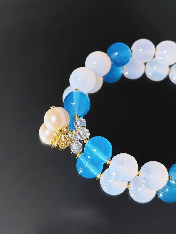 Love’s Return Bracelet – White & Blue Chalcedony Jewelry