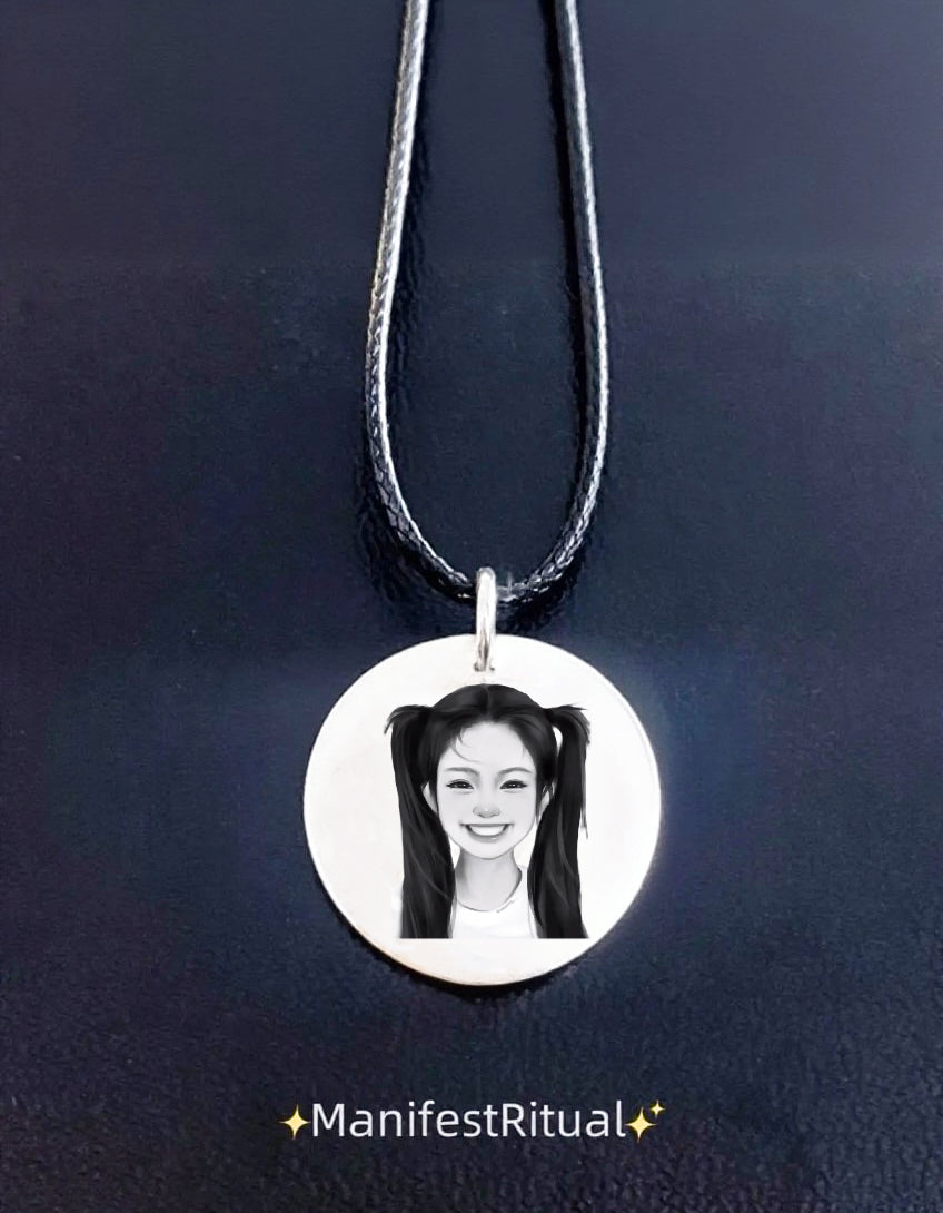 Custom Engraved Necklace – Personalized with Child’s Drawing, Handwriting, Names or Dates | Keepsake Pendant Jewelry Gift | ManifestRitual Custom Edition