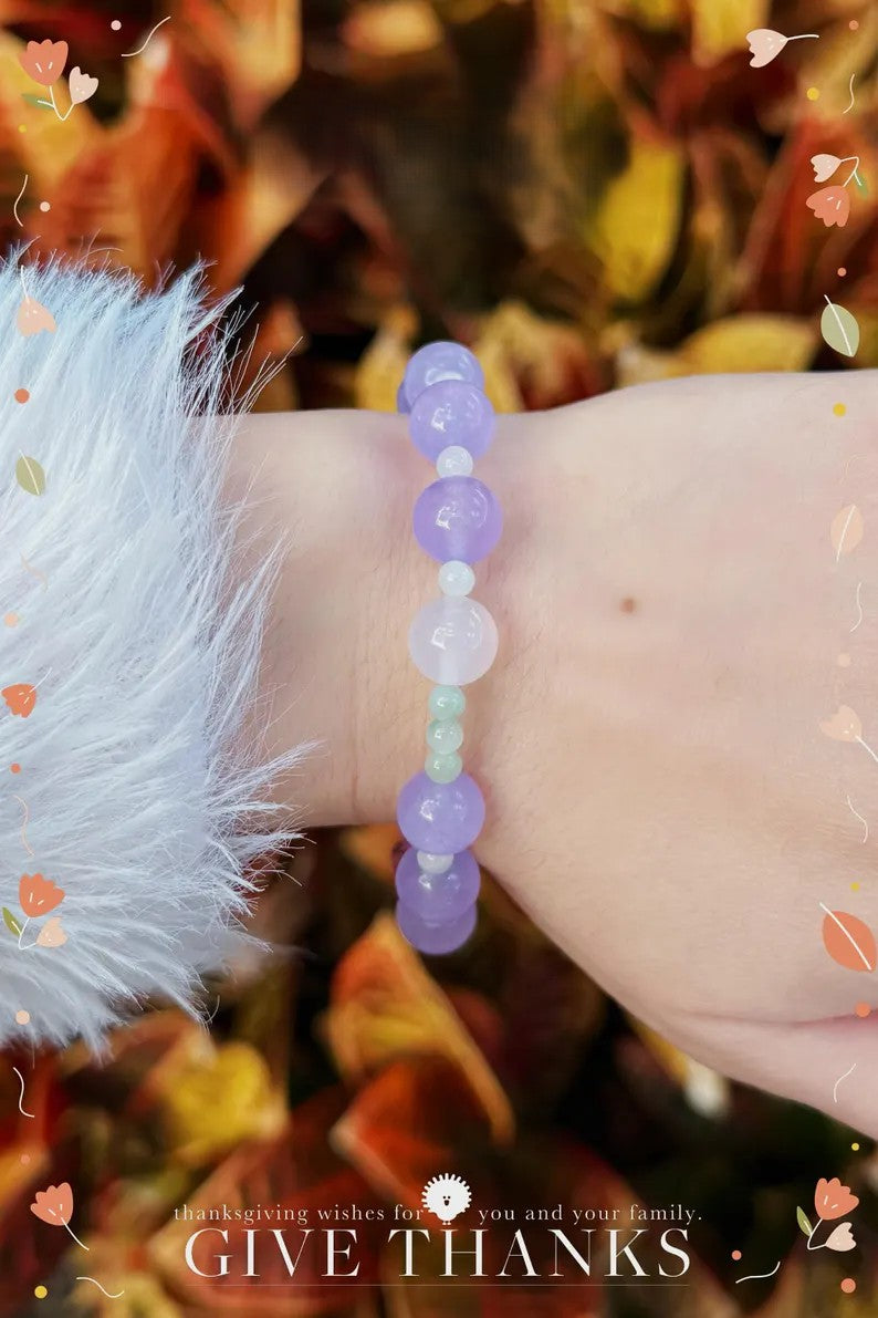 Manifest Love Bracelet – Purple Chalcedony, Red Tourmaline & Jade