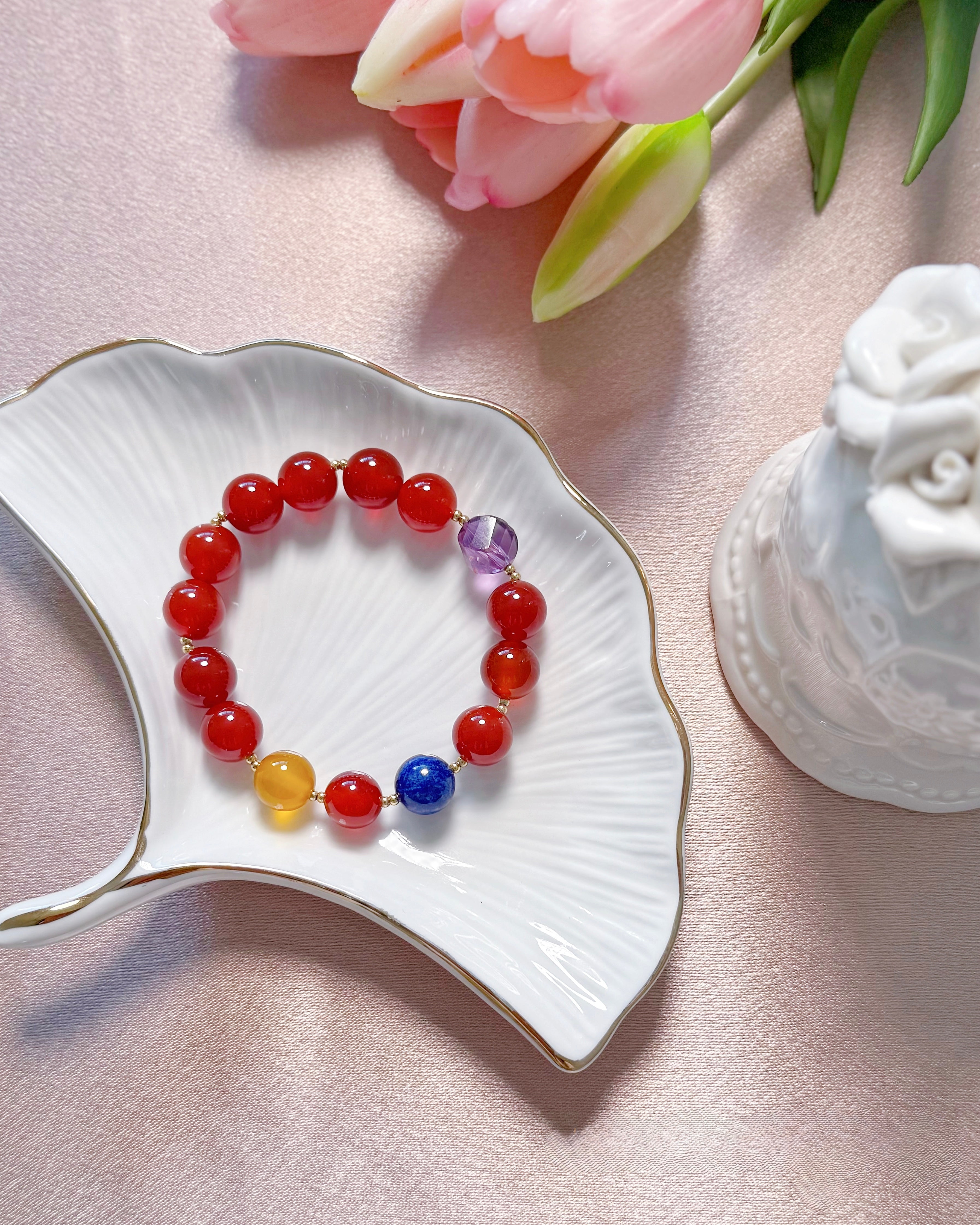 The Queen’s Bracelet Collection 1 | Red Agate, Lapis Lazuli, Yellow Agate Bracelet –Confidence and harmony