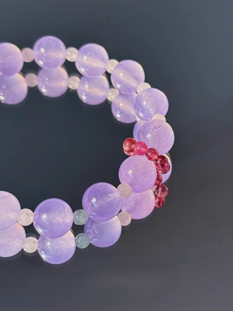 Manifest Love Bracelet – Purple Chalcedony, Red Tourmaline & Jade