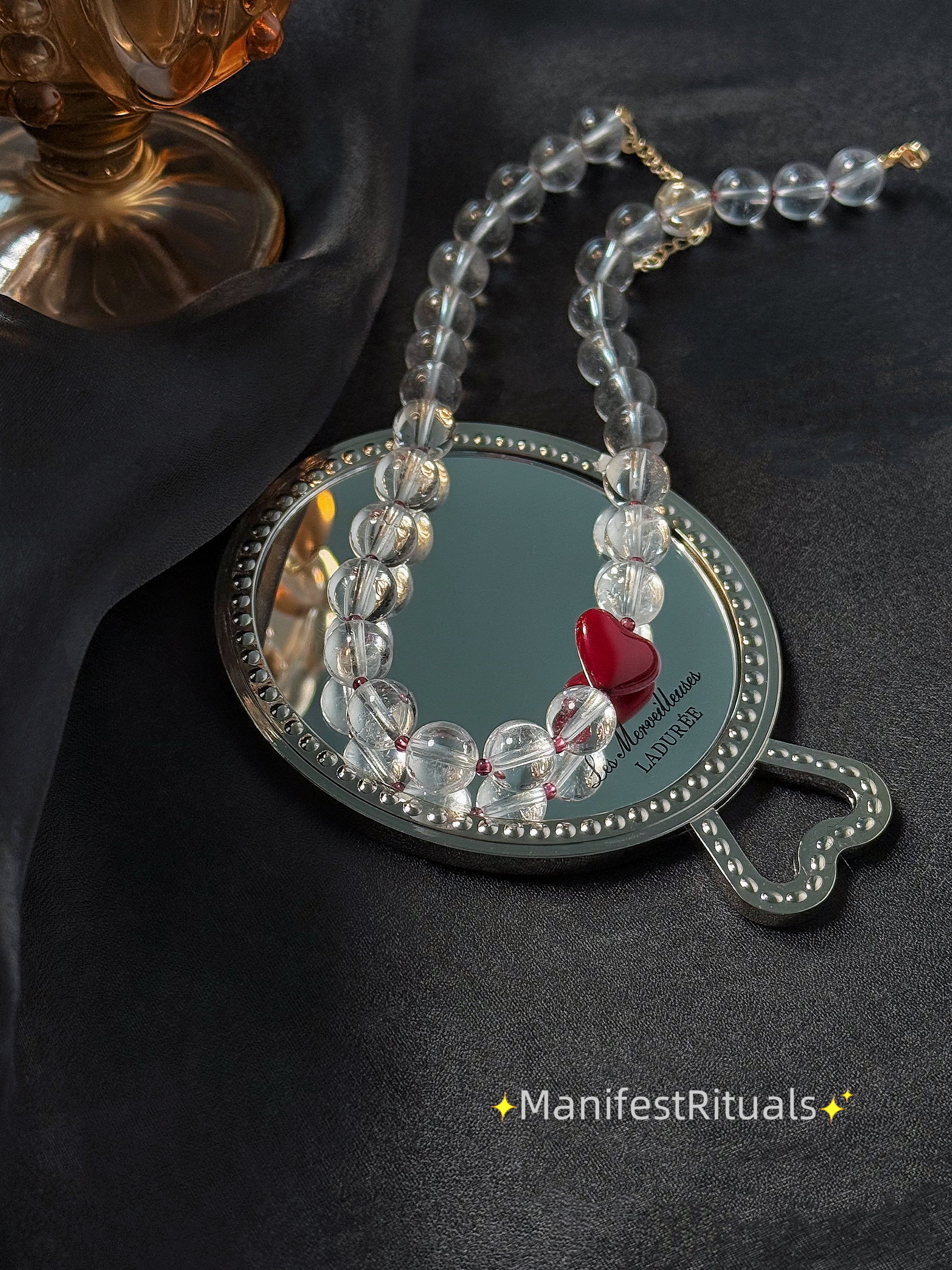 Clear Quartz & Garnet Choker: 18K Gold Accents, Crystal Healing Necklace