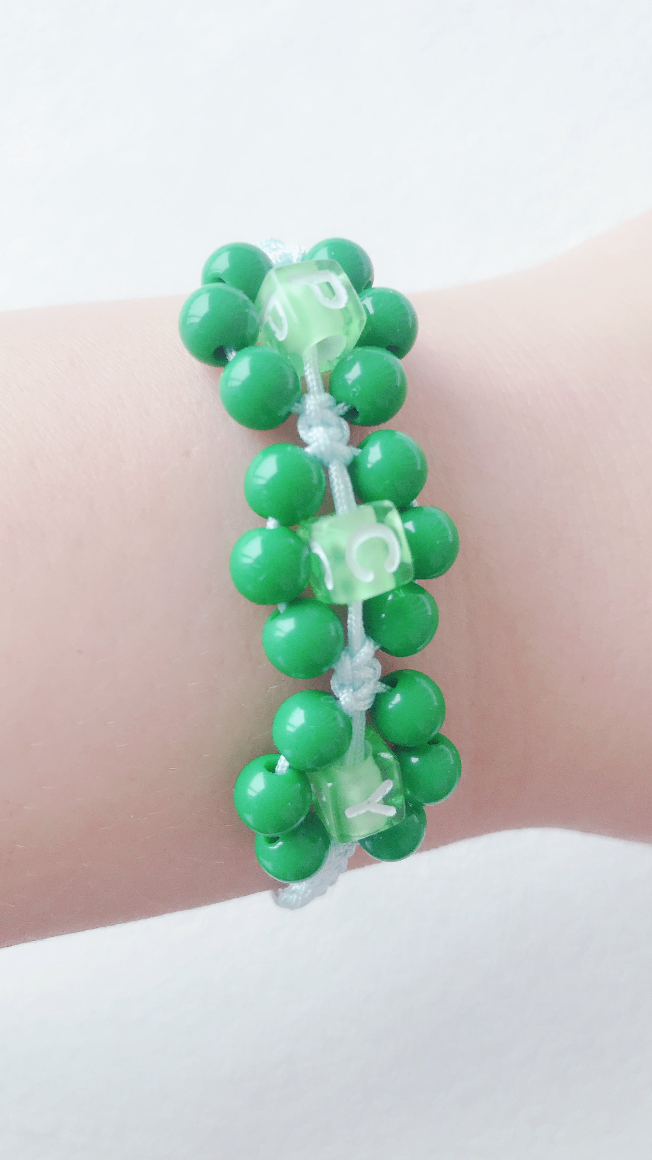 Personalized Beaded Flower Bracelet: Adjustable Macrame Initial Bracelet