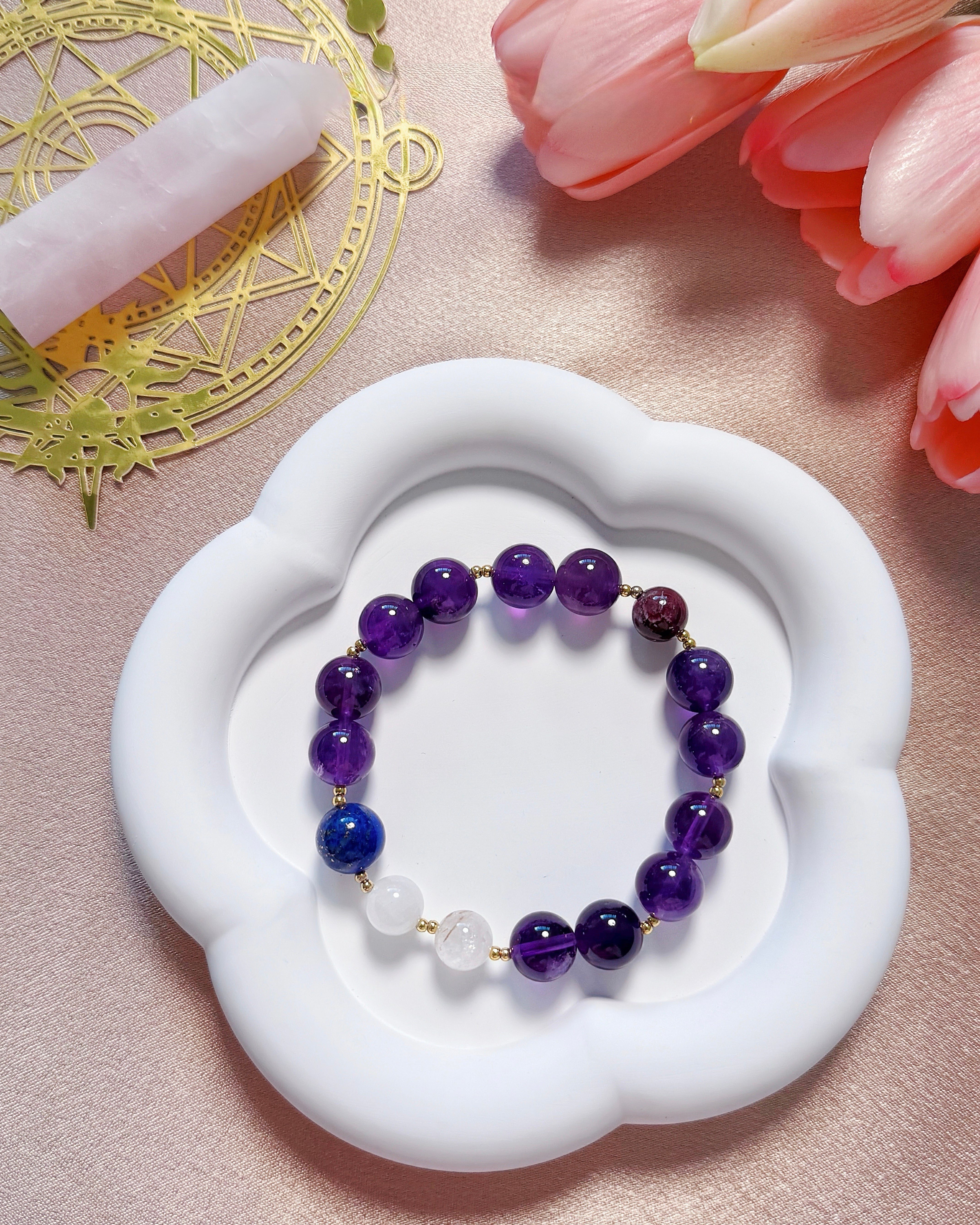 The Queen’s Bracelet Collection 2 | Super Seven, Lapis Lazuli, Amethyst Bracelet – Spiritual Growth