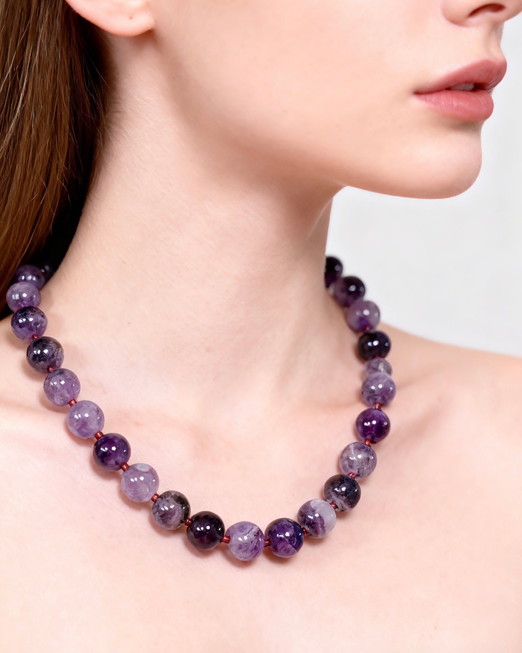 Amethyst and Garnet Necklace Bracelet Set | Natural Crystal Jewelry