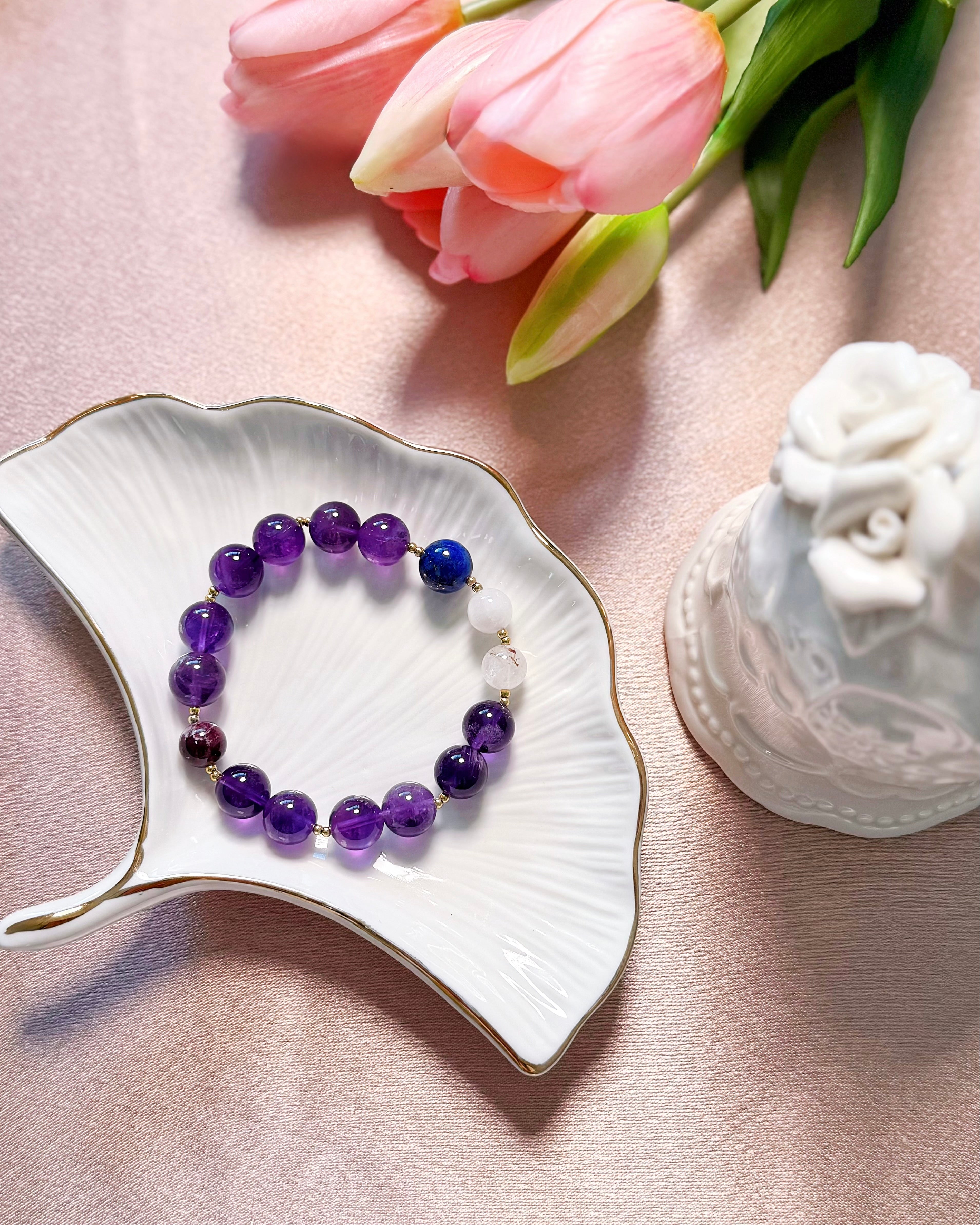The Queen’s Bracelet Collection 2 | Super Seven, Lapis Lazuli, Amethyst Bracelet – Spiritual Growth