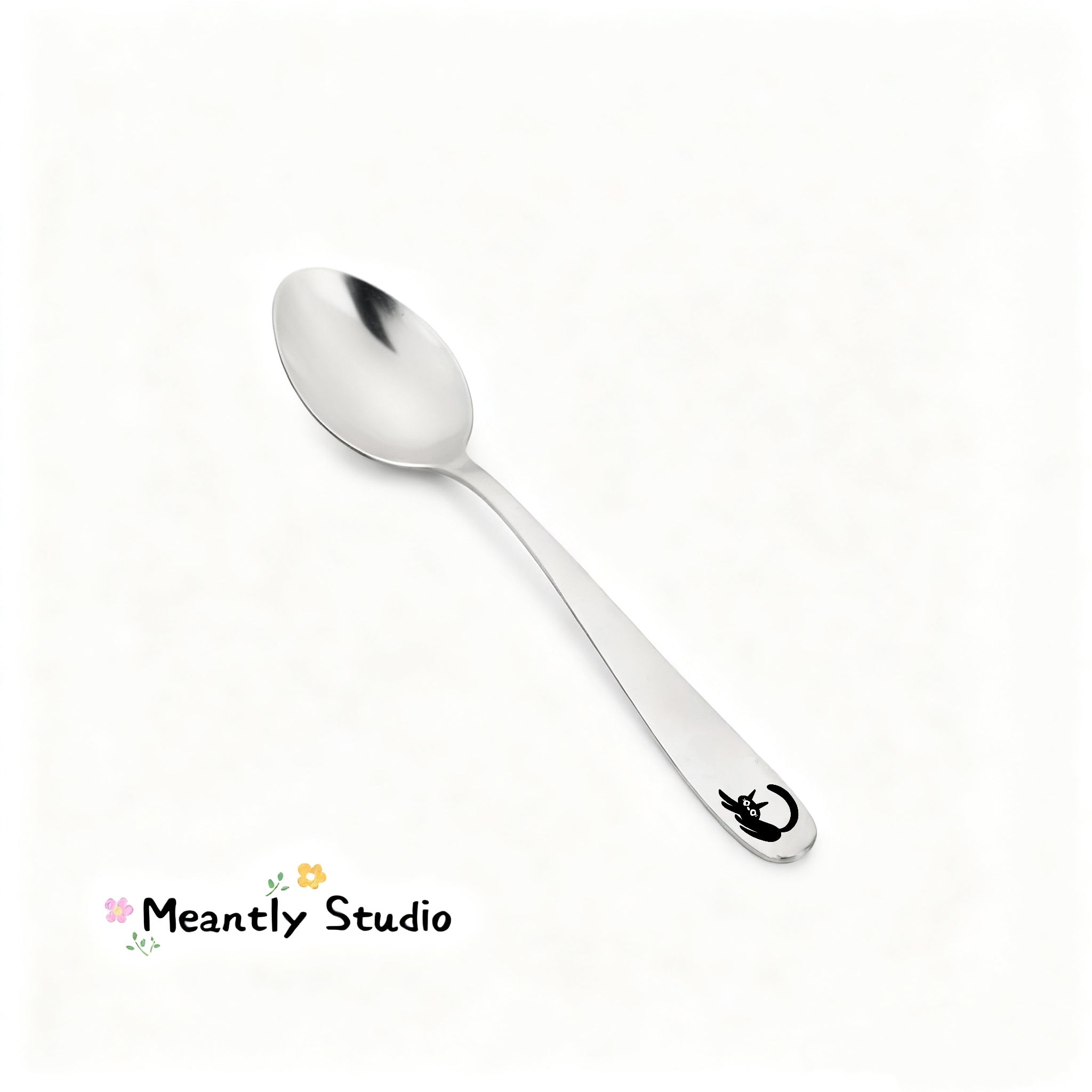 Halloween Cat & Ghost Cutlery Set – 4pcs Stainless Steel Flatware | Spooky Cute Tableware for Kids & Adults | ManifestRituals Halloween Edition