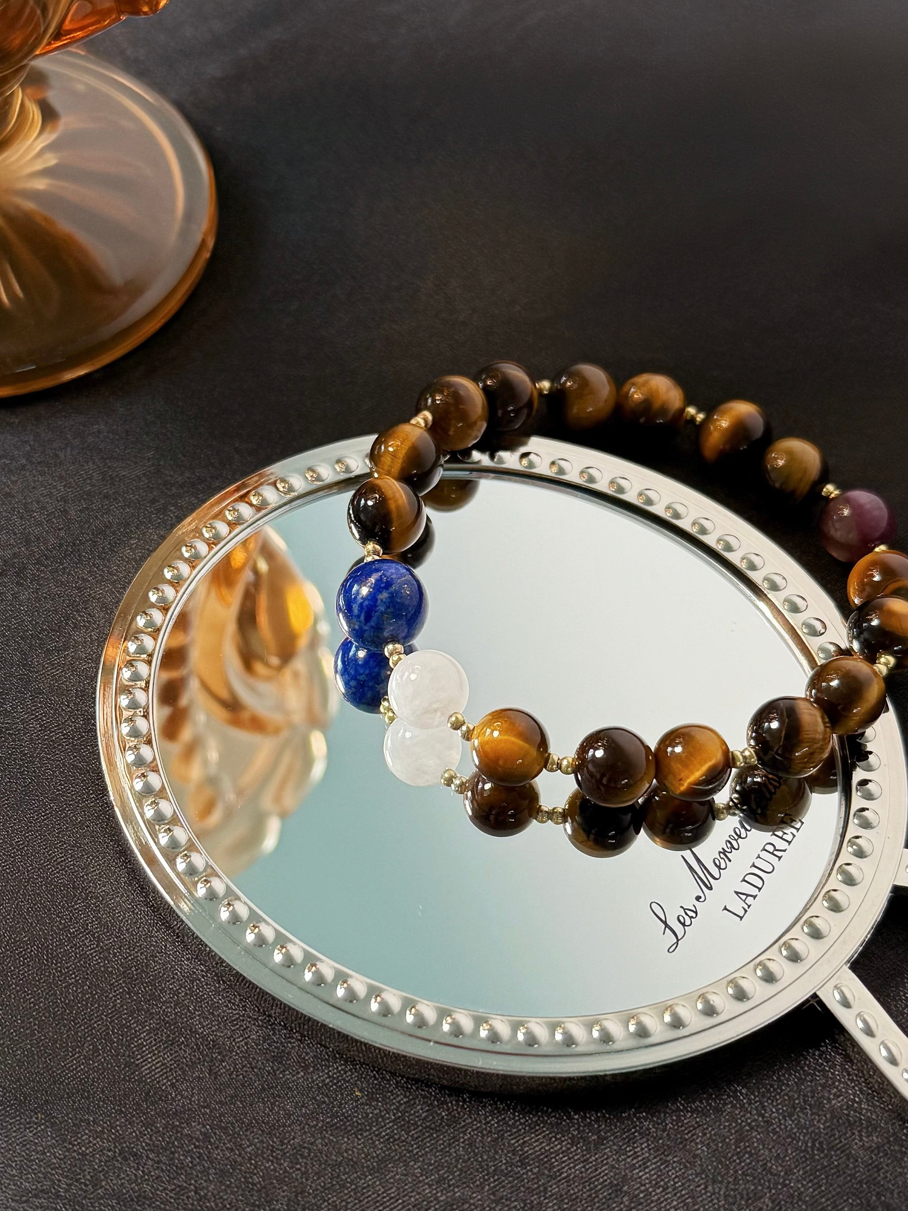 The Queen’s Bracelet Collection 5| Lapis Lazuli Moonstone Bracelet: Tiger's Eye, Tourmaline - Goddess Energy