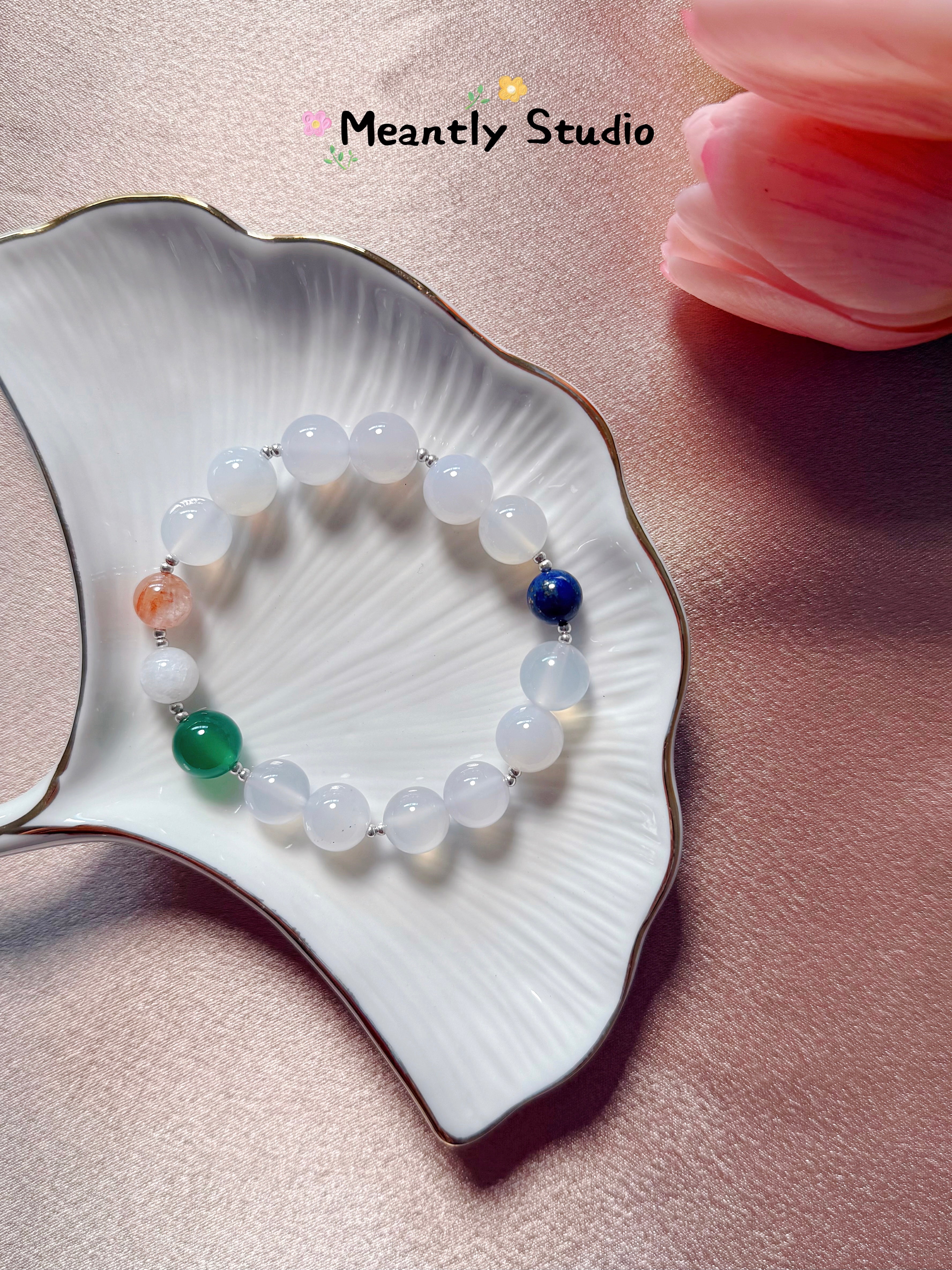 The Queen’s Bracelet Collection 6 | White Chalcedony, Super Seven, Moonstone- grace and confidence