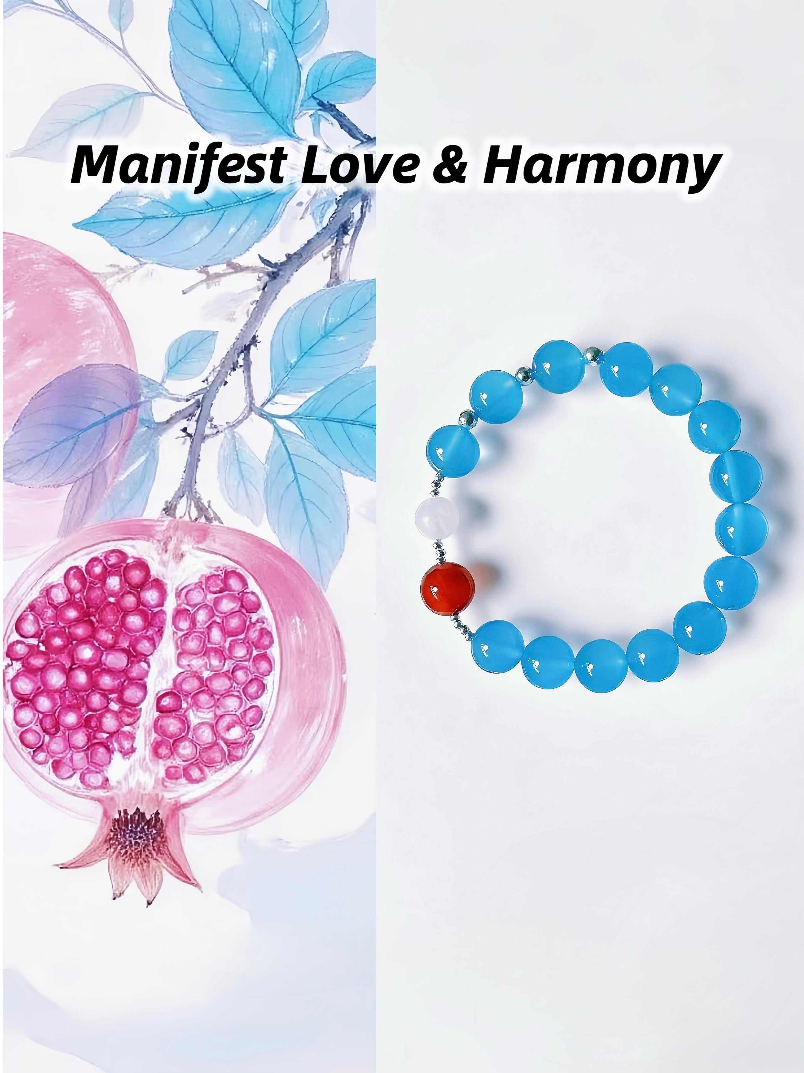 Love Attraction Crystal Bracelet: Blue Agate, Red Agate & Moonstone