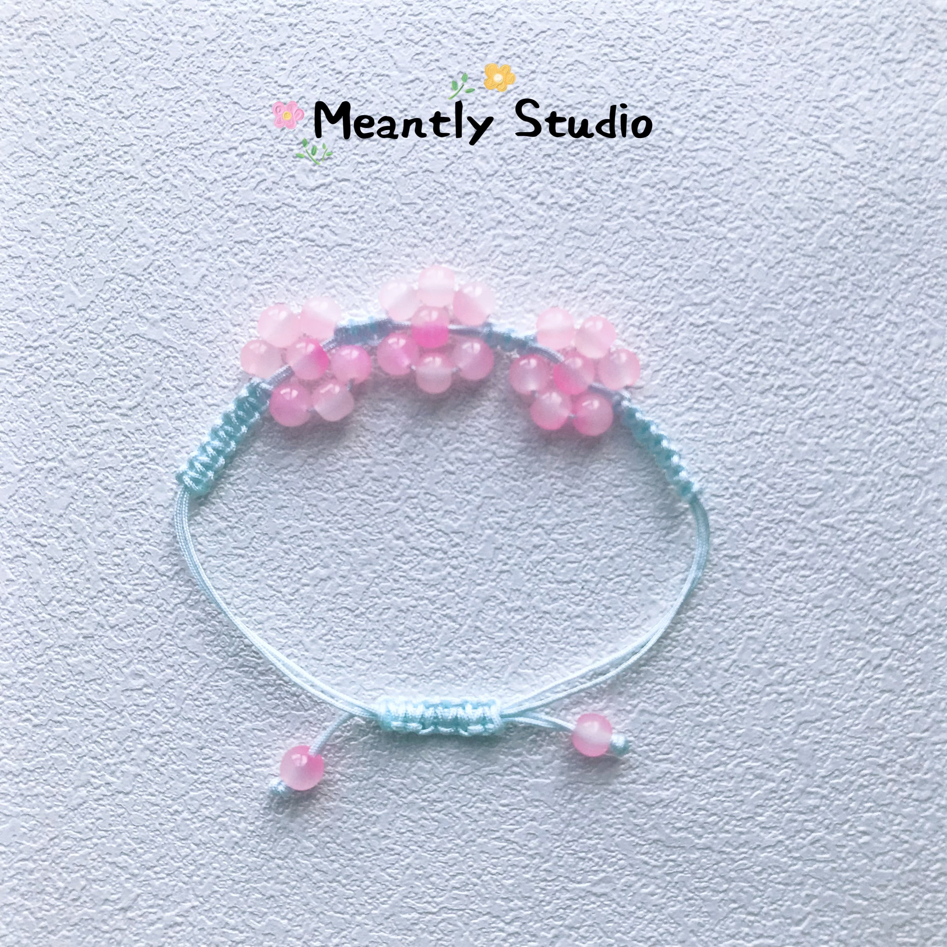 Personalized Beaded Flower Bracelet: Adjustable Macrame Initial Bracelet