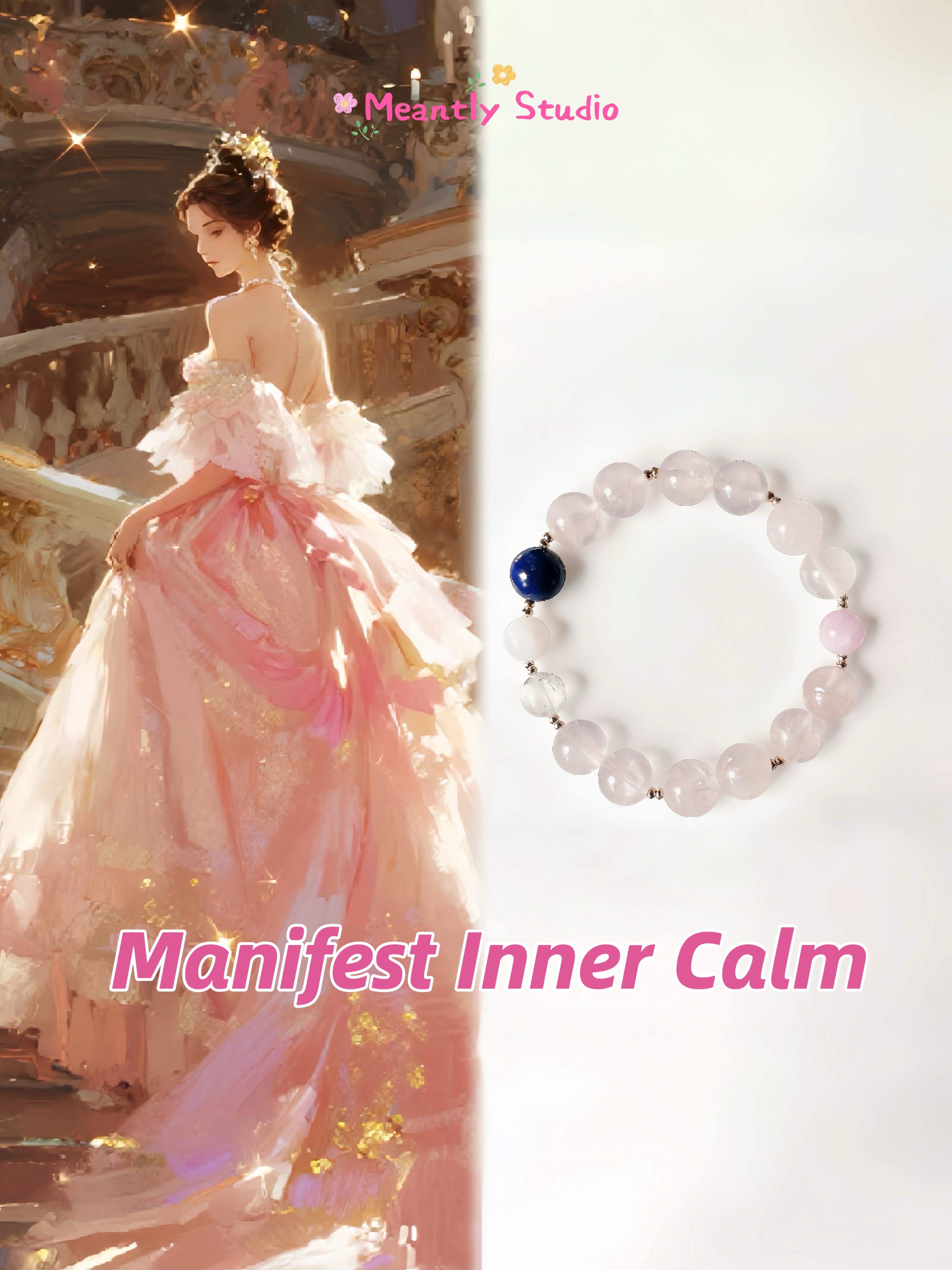 The Queen’s Bracelet Collection 7 |Rose Quartz, Lapis Lazuli, Moonstone, Lepidolite Bracelet – inner calm