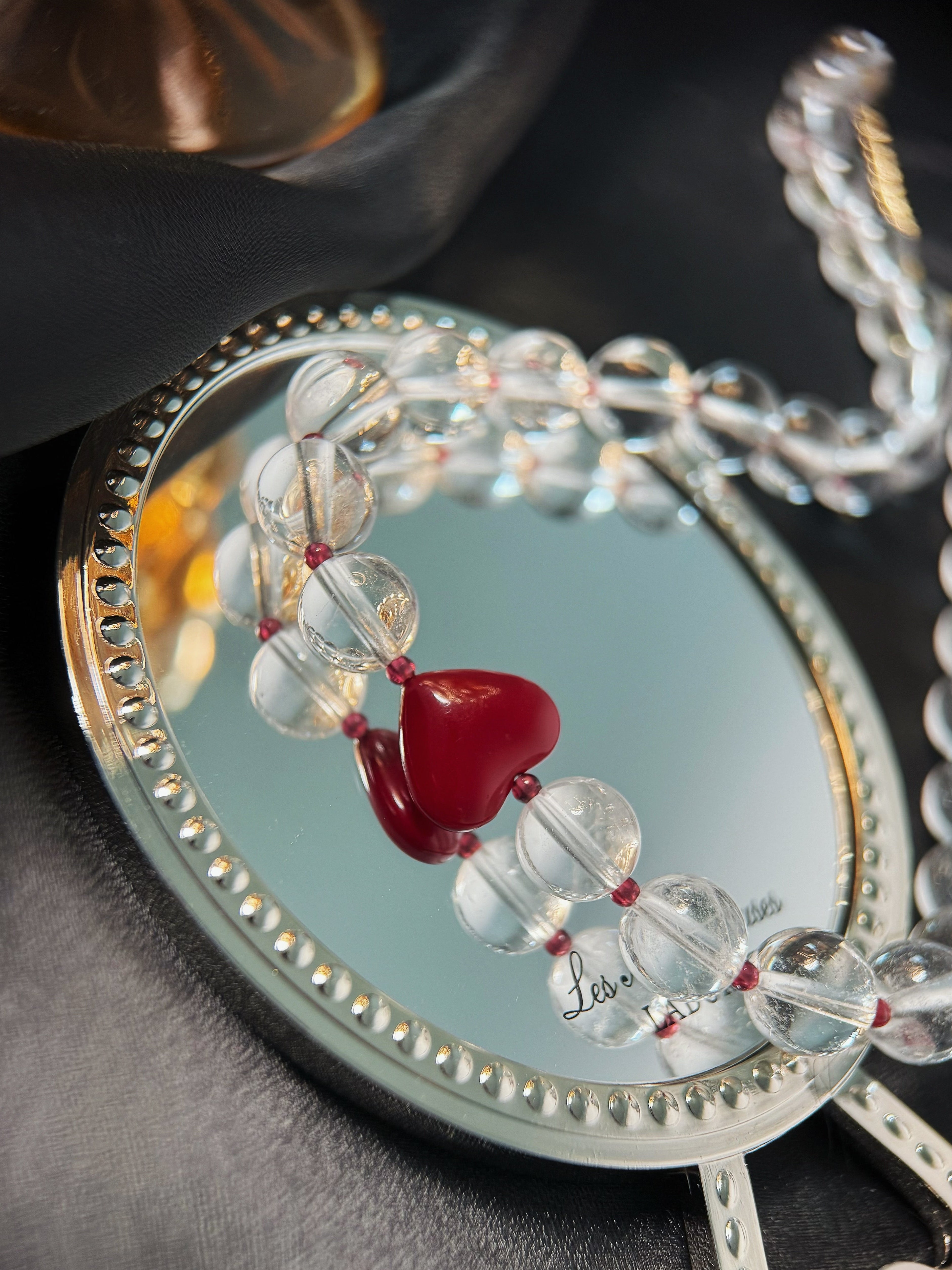 Clear Quartz & Garnet Choker: 18K Gold Accents, Crystal Healing Necklace