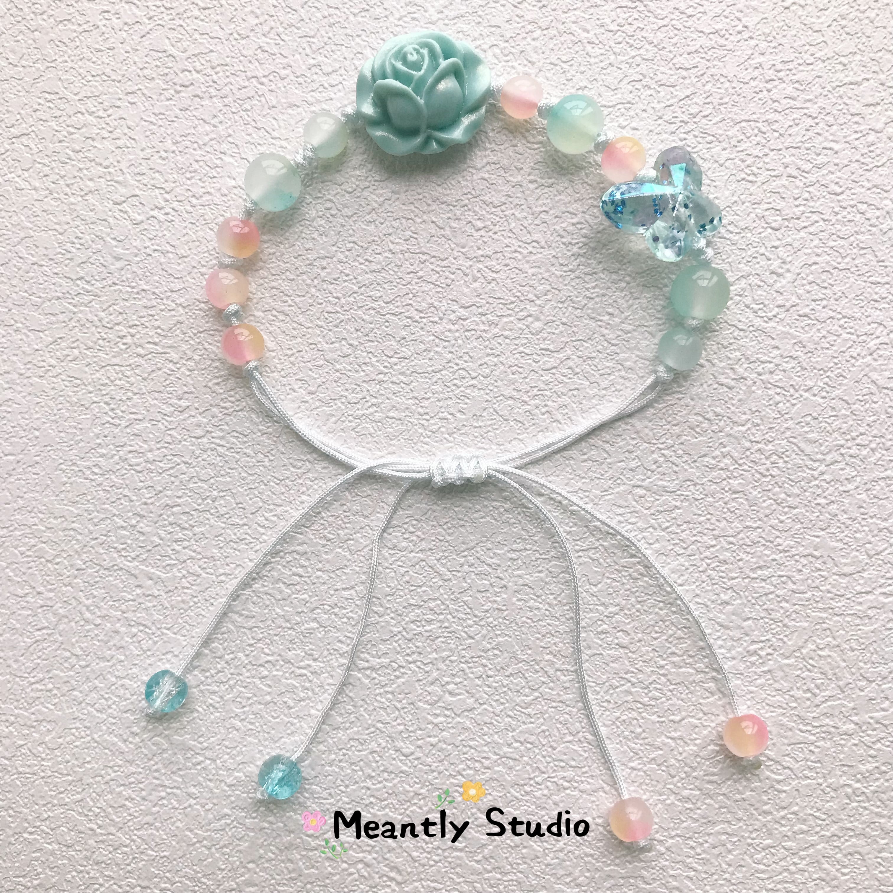 Custom Flower Macaron Color Bead Bracelet | Personalized Handmade Jewelry Gift for her