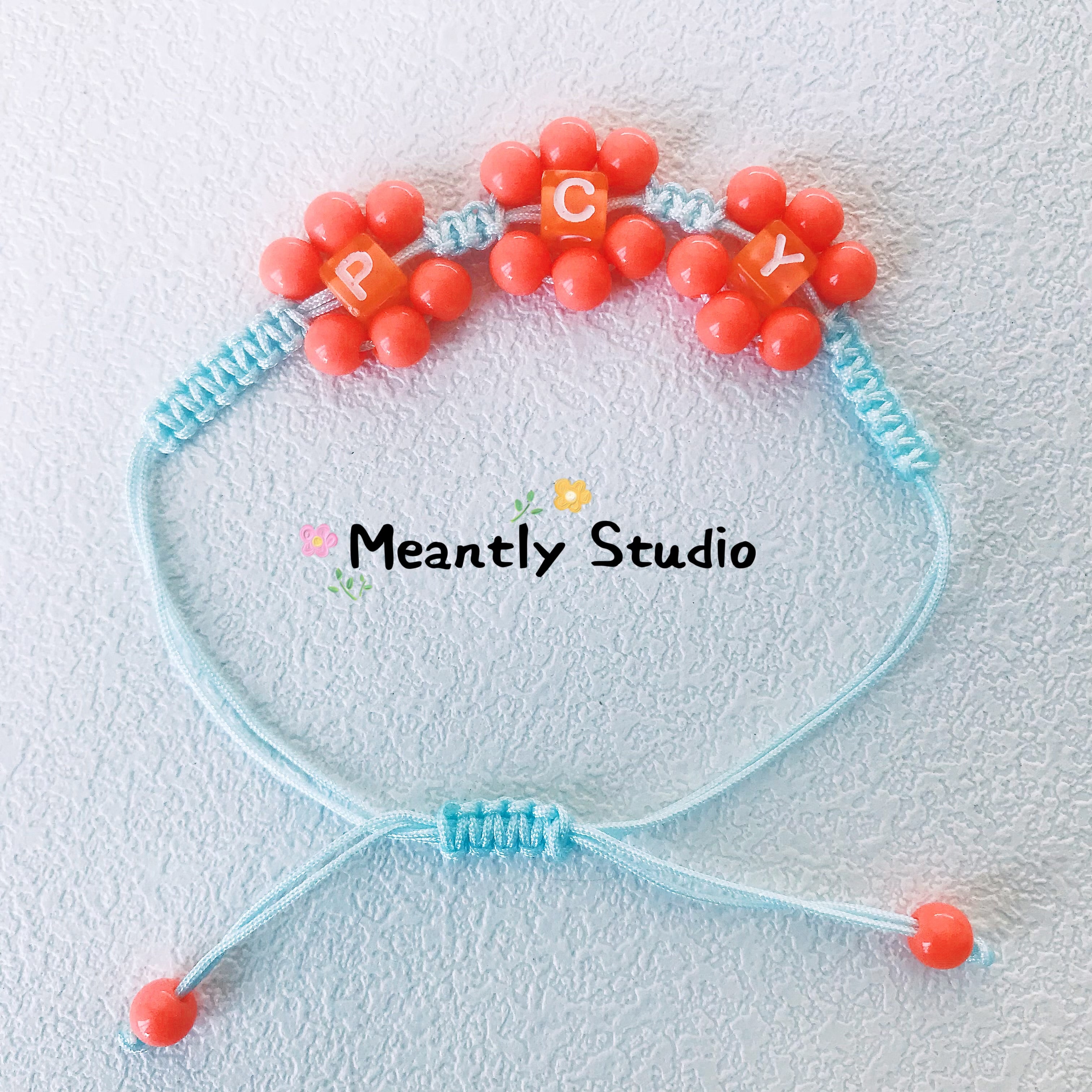 Personalized Beaded Flower Bracelet: Adjustable Macrame Initial Bracelet