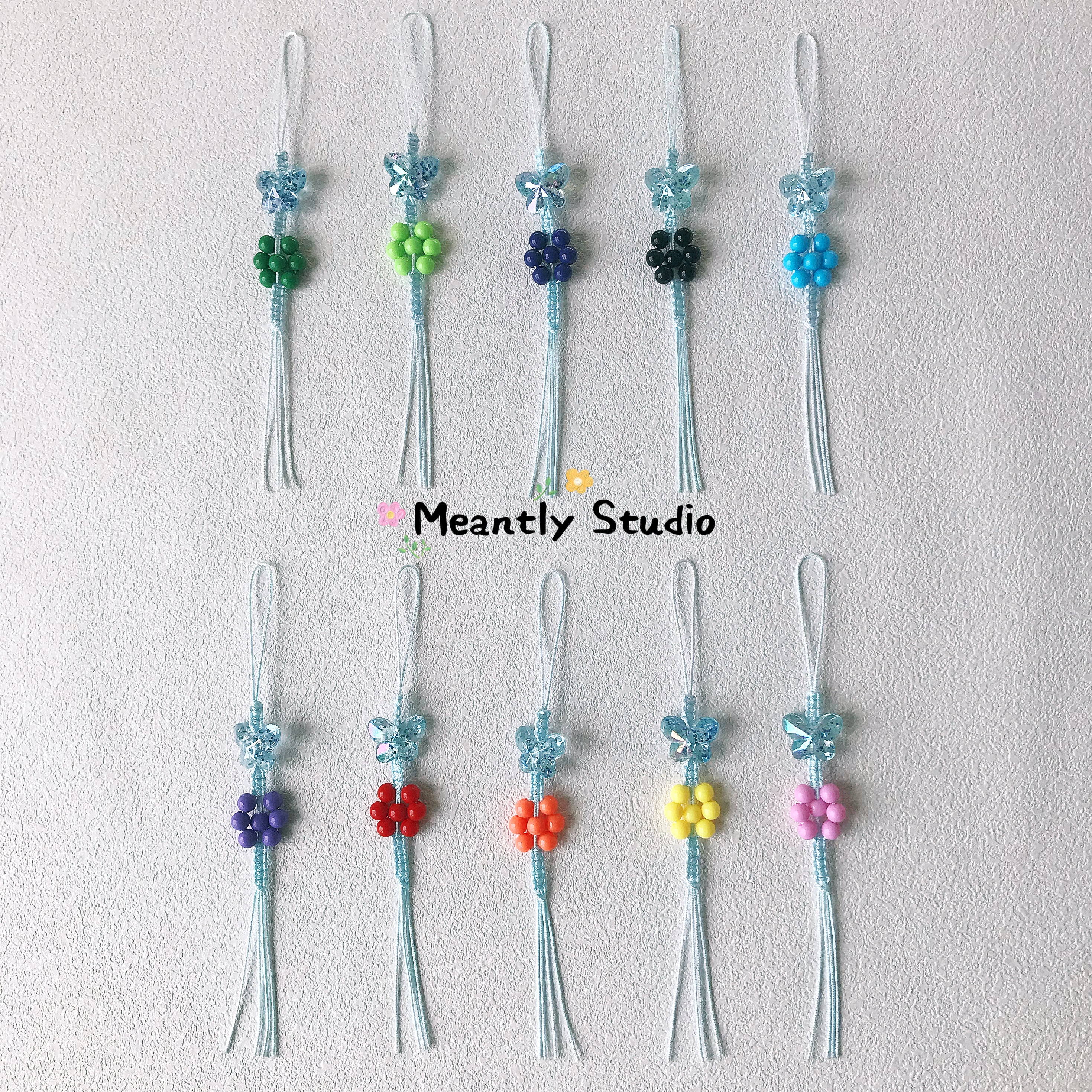 Butterfly & Flower Beaded Phone Strap – Colorful Dopamine Aesthetic Phone Charm, Handmade Beaded Wrist Lanyard, Kawaii Phone Accessory