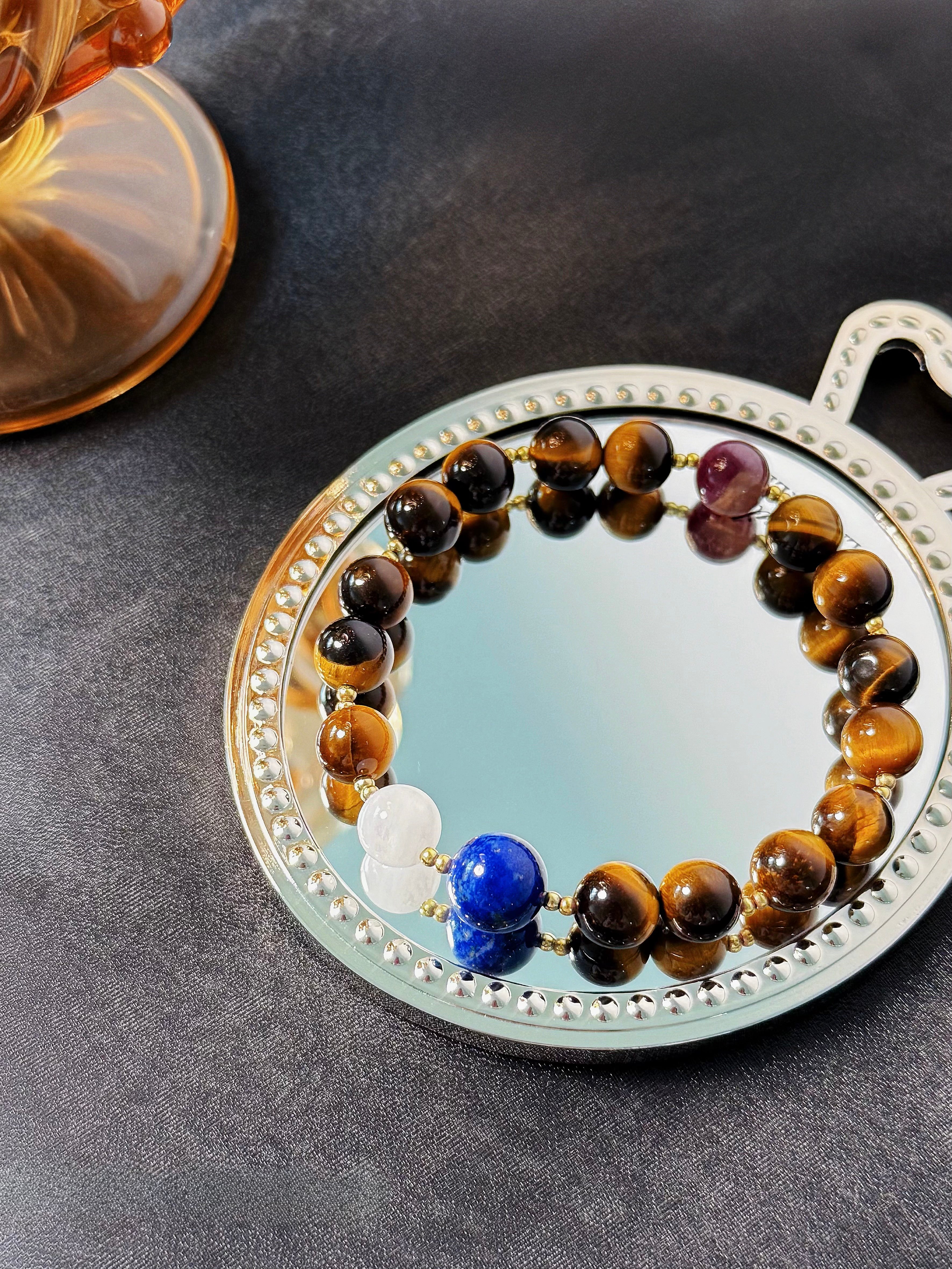 The Queen’s Bracelet Collection 5| Lapis Lazuli Moonstone Bracelet: Tiger's Eye, Tourmaline - Goddess Energy