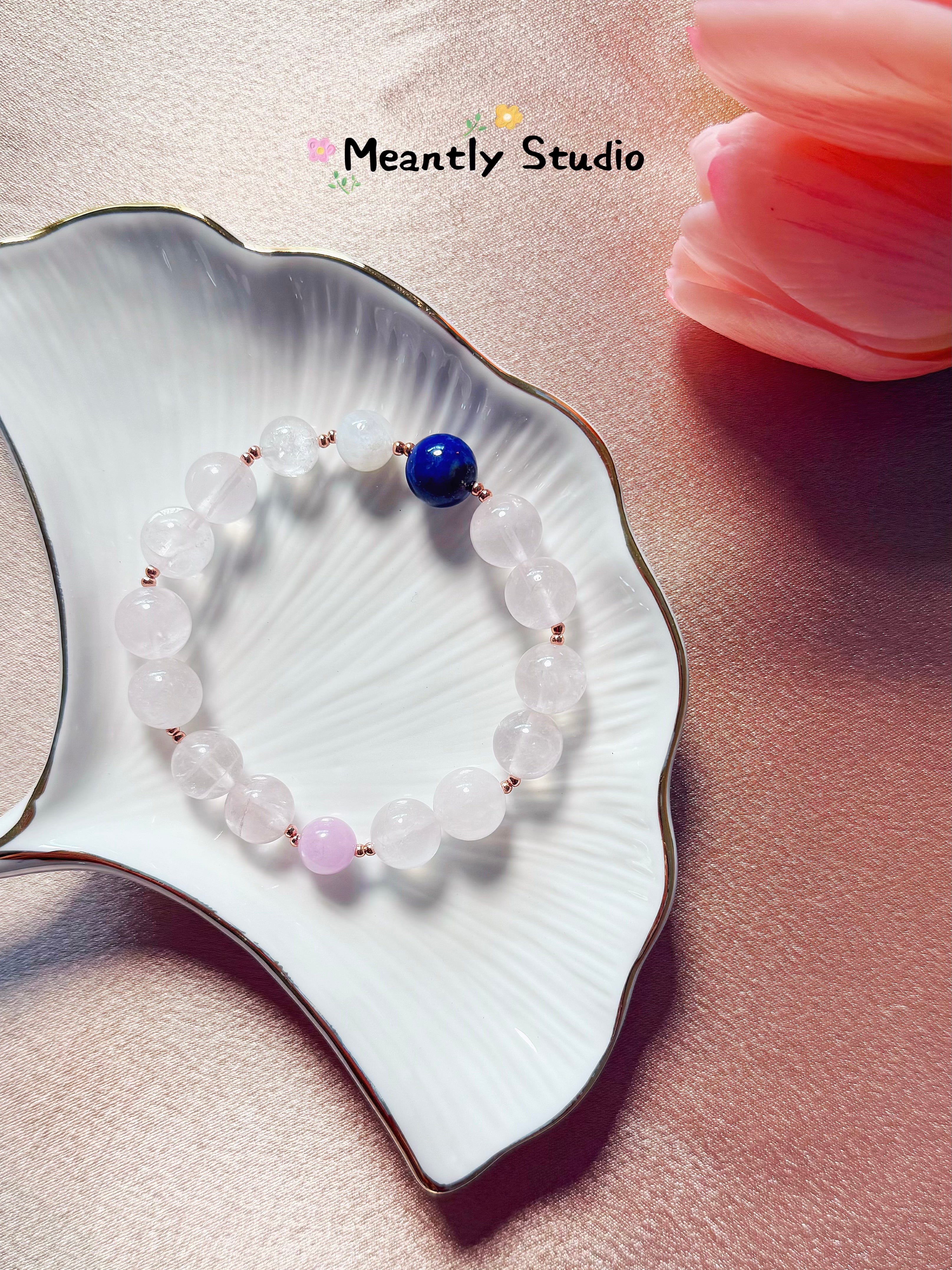 The Queen’s Bracelet Collection 7 |Rose Quartz, Lapis Lazuli, Moonstone, Lepidolite Bracelet – inner calm