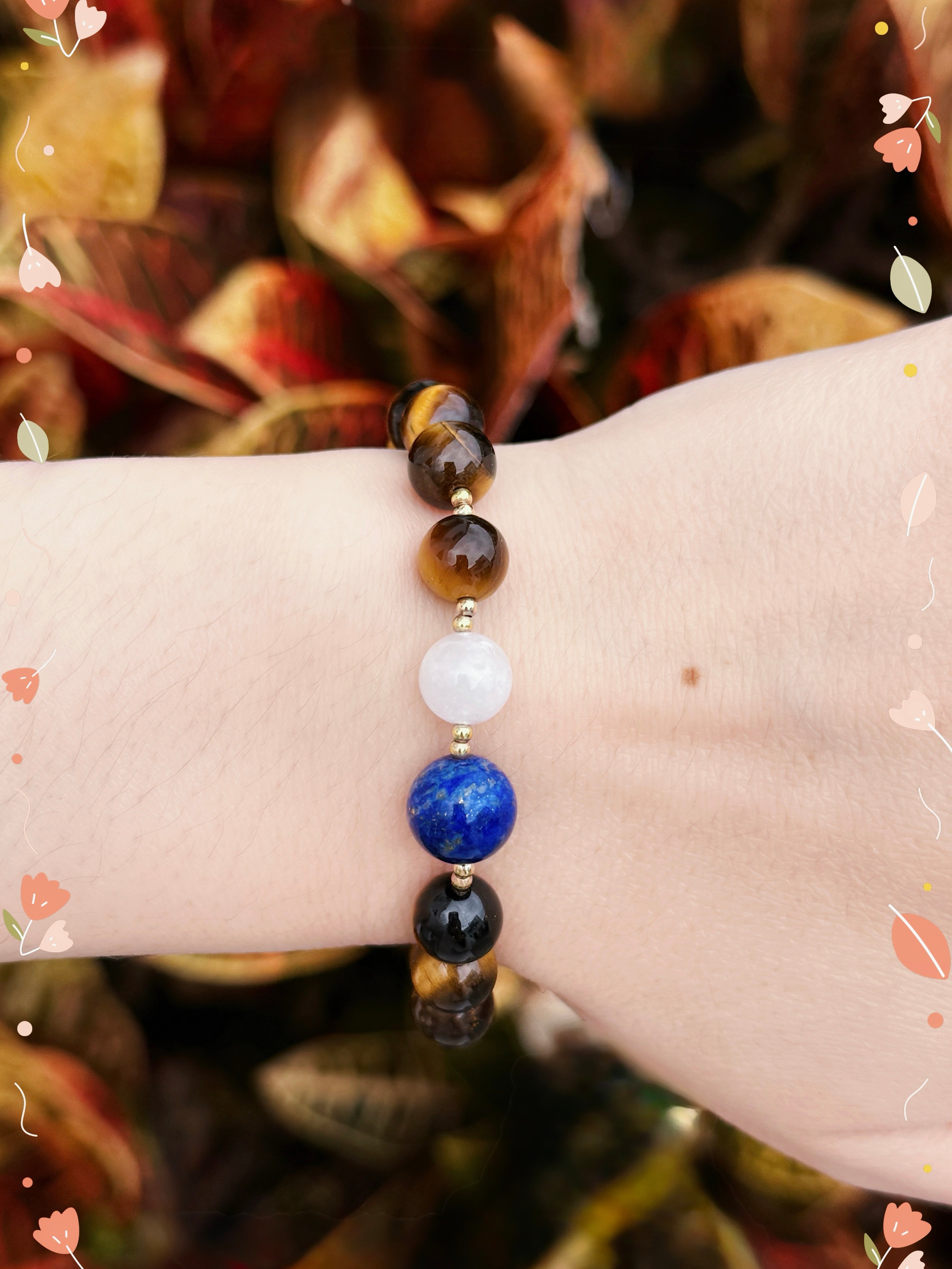 The Queen’s Bracelet Collection 5| Lapis Lazuli Moonstone Bracelet: Tiger's Eye, Tourmaline - Goddess Energy