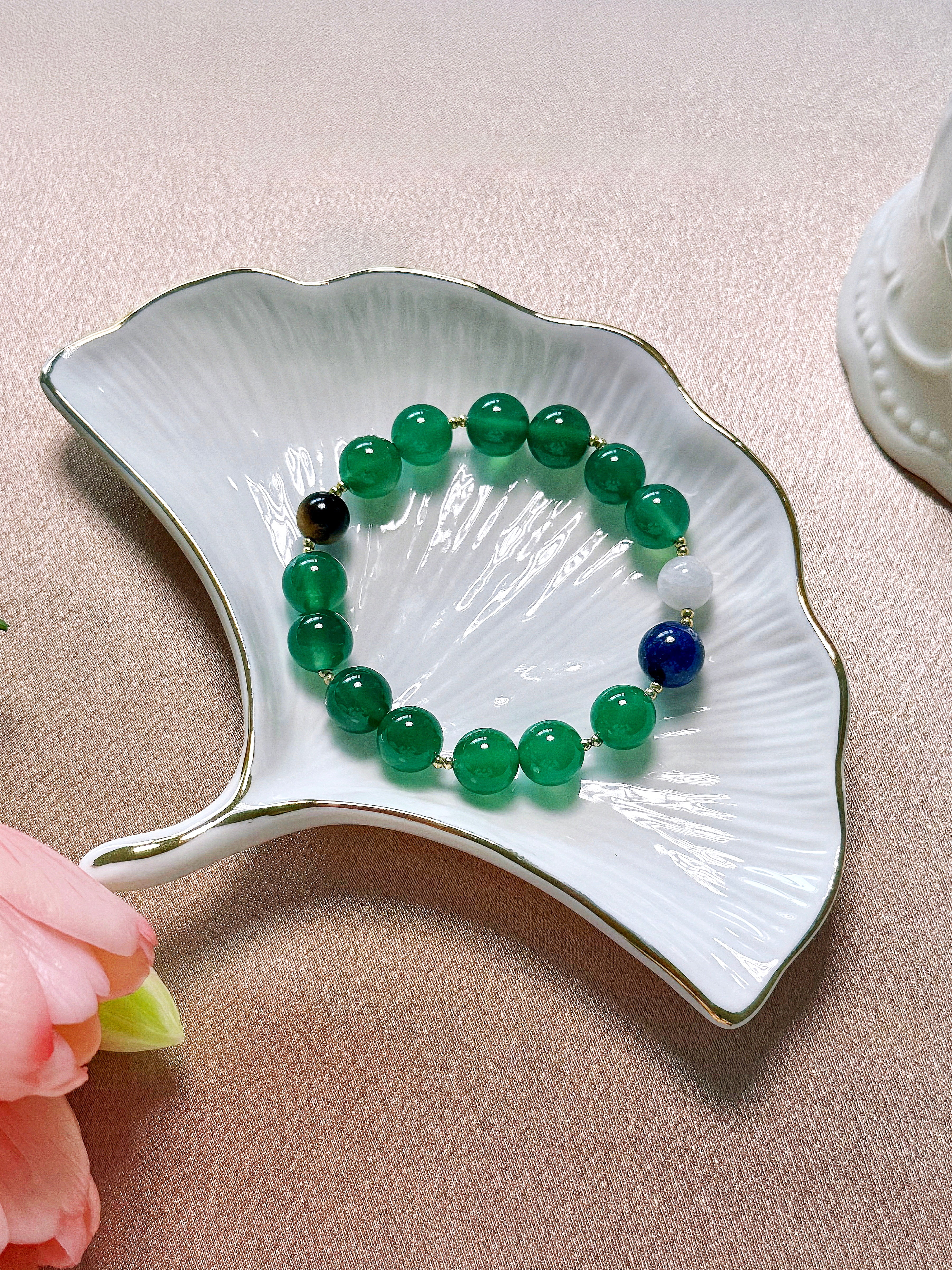 The Queen’s Bracelet Collection 3 | Green Agate, Lapis Lazuli, Moonstone, Tiger’s Eye – Sacred Goddess Energy
